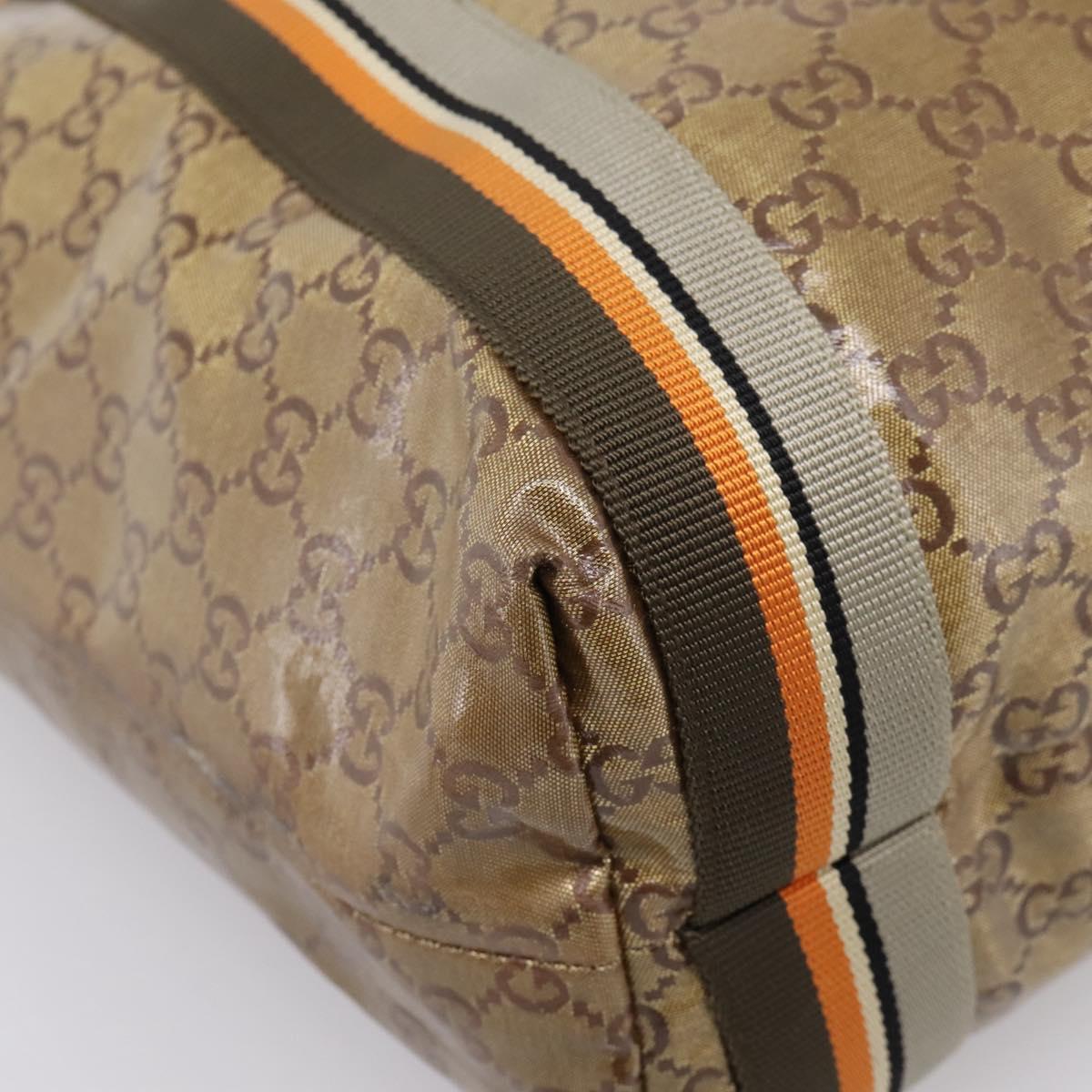 GUCCI GG Crystal Sherry Line Tote Bag Coated Canvas Gold 189669 Auth 204321A