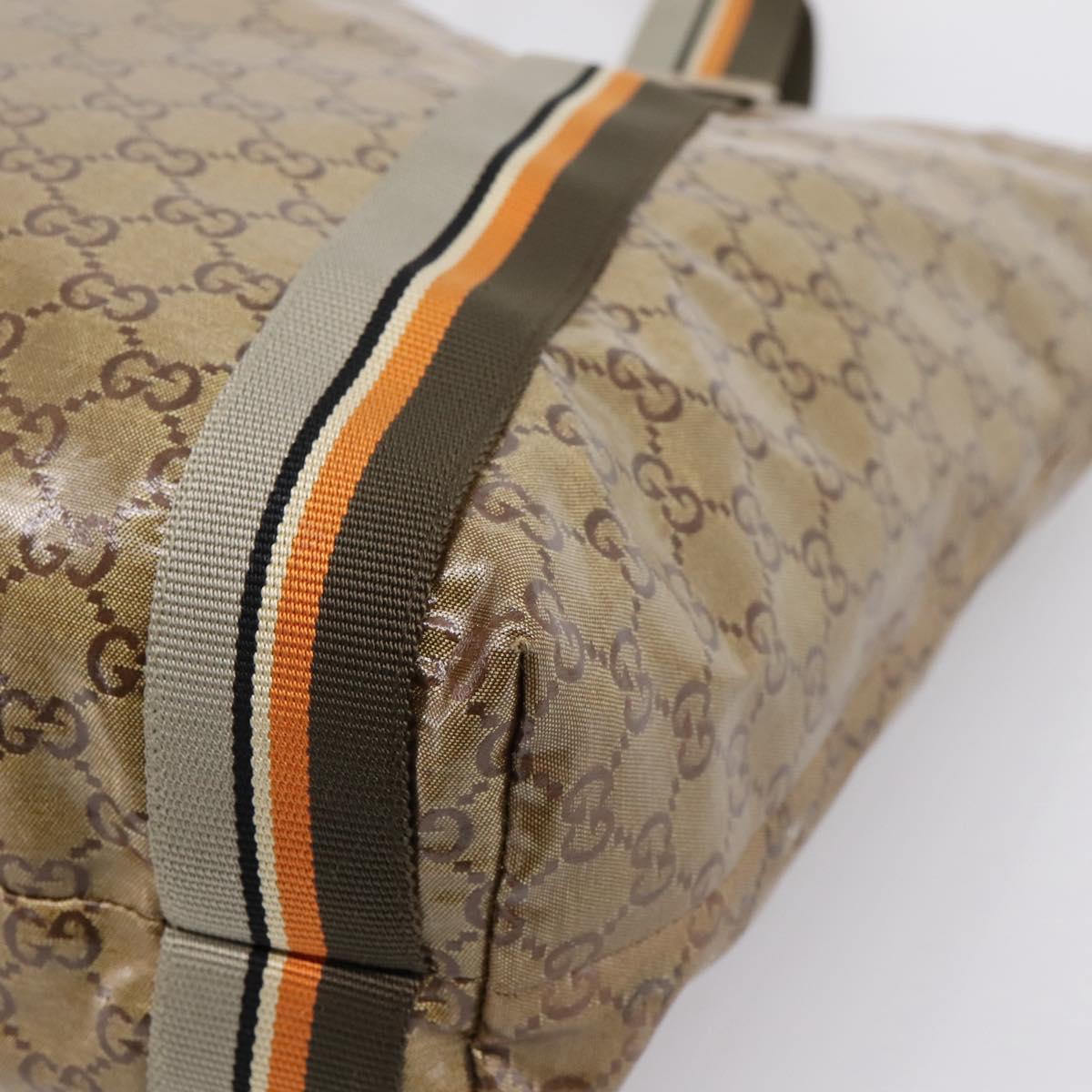 GUCCI GG Crystal Sherry Line Tote Bag Coated Canvas Gold 189669 Auth 204321A