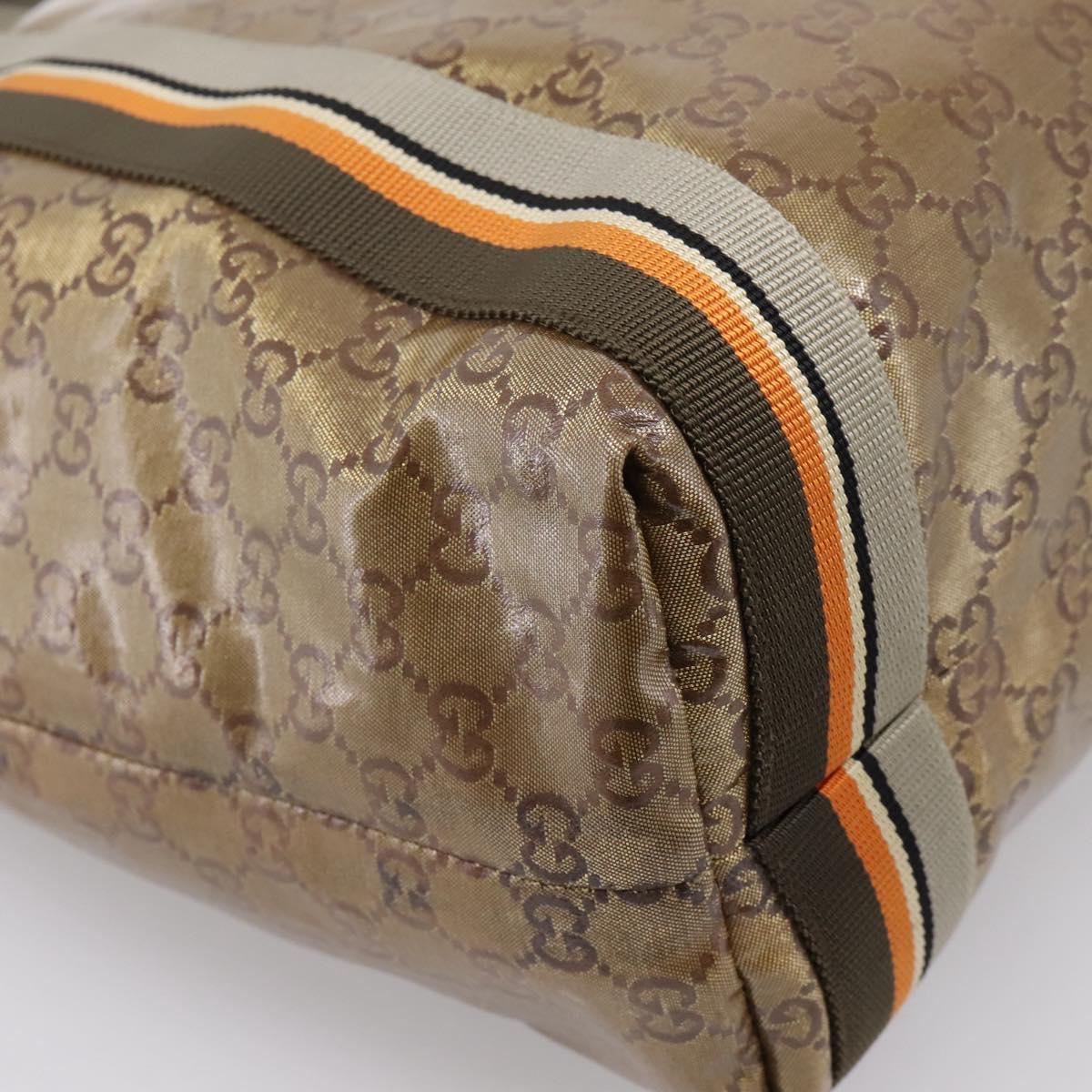 GUCCI GG Crystal Sherry Line Tote Bag Coated Canvas Gold 189669 Auth 204321A