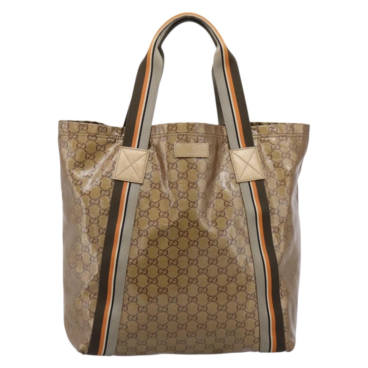 GUCCI GG Crystal Sherry Line Tote Bag Coated Canvas Gold 189669 Auth 204321A