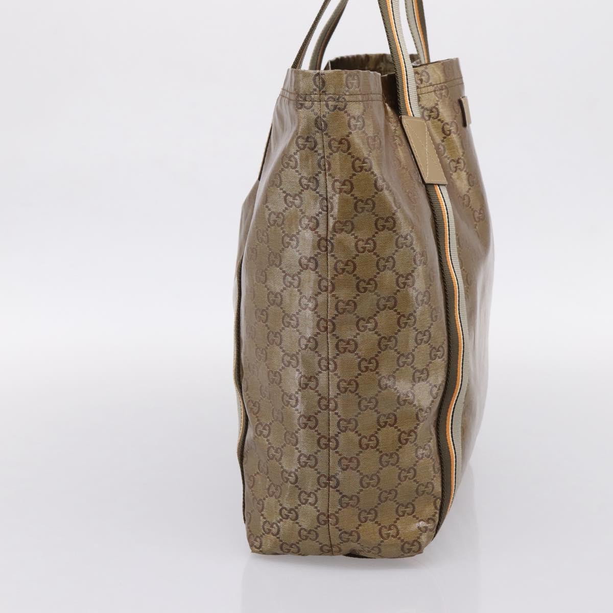 GUCCI GG Crystal Sherry Line Tote Bag Coated Canvas Gold 189669 Auth 204321A