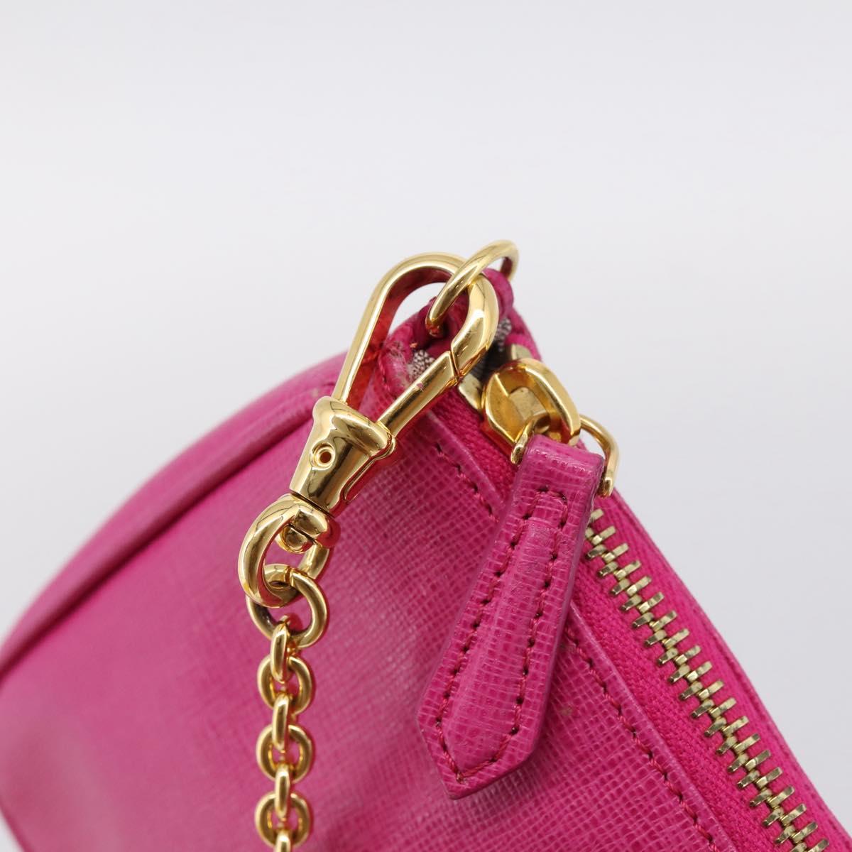 FENDI Accessory Pouch Leather Pink Gold Auth 204323A