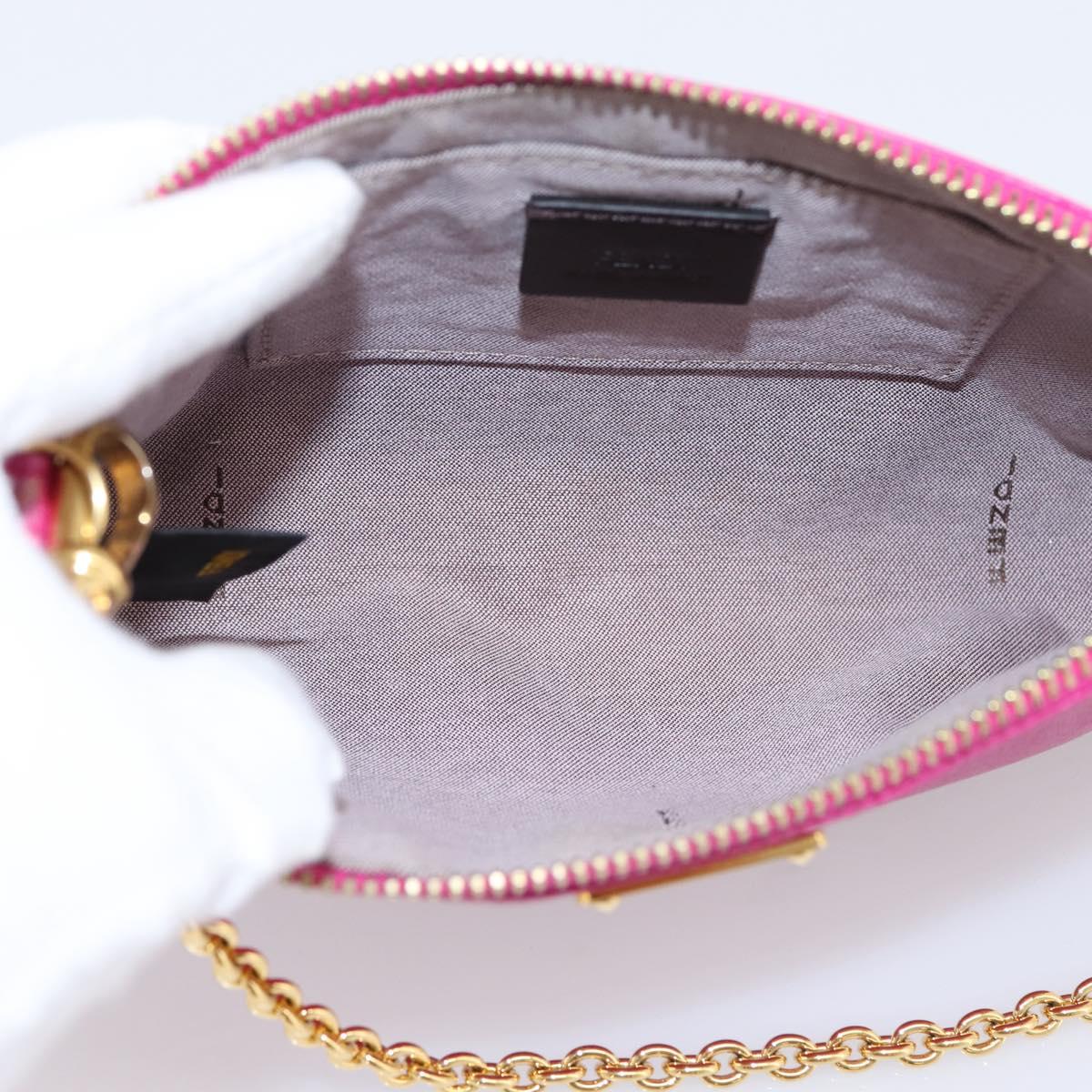 FENDI Accessory Pouch Leather Pink Gold Auth 204323A