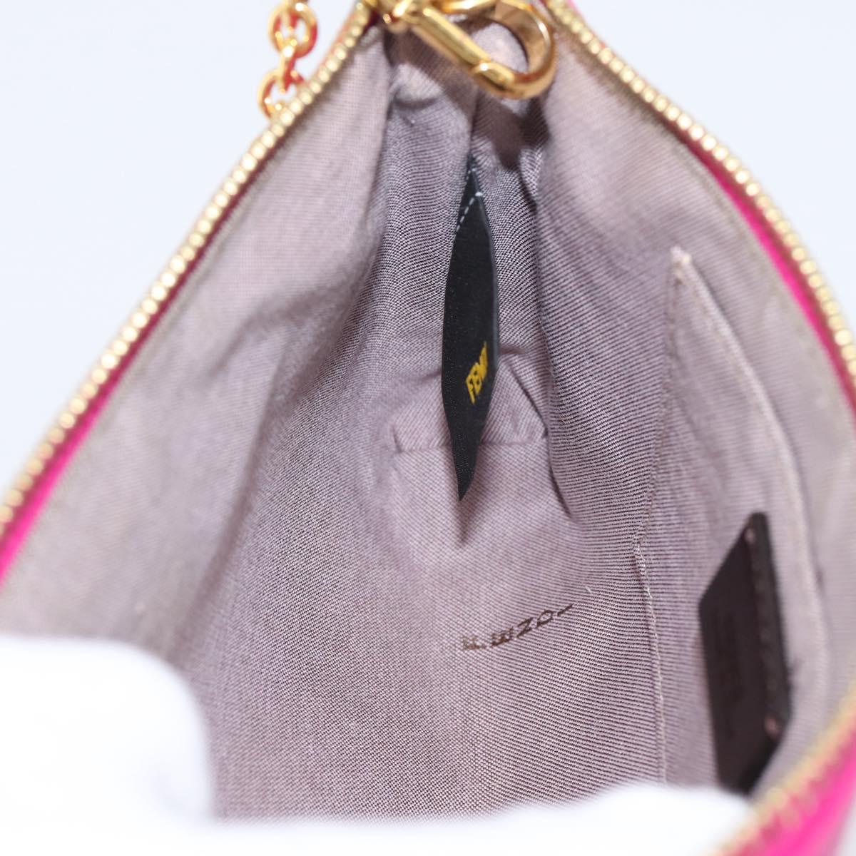 FENDI Accessory Pouch Leather Pink Gold Auth 204323A
