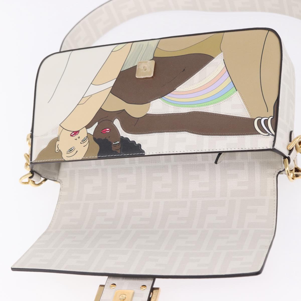 FENDI Zucca Canvas Mamma Baguette Bag PVC 2way Antonio Lopez White Auth 204325M