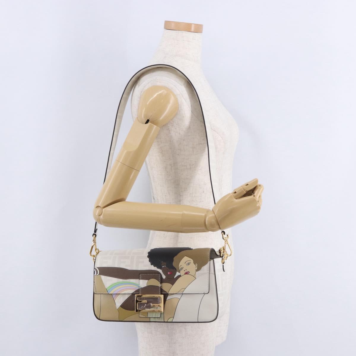 FENDI Zucca Canvas Mamma Baguette Bag PVC 2way Antonio Lopez White Auth 204325M