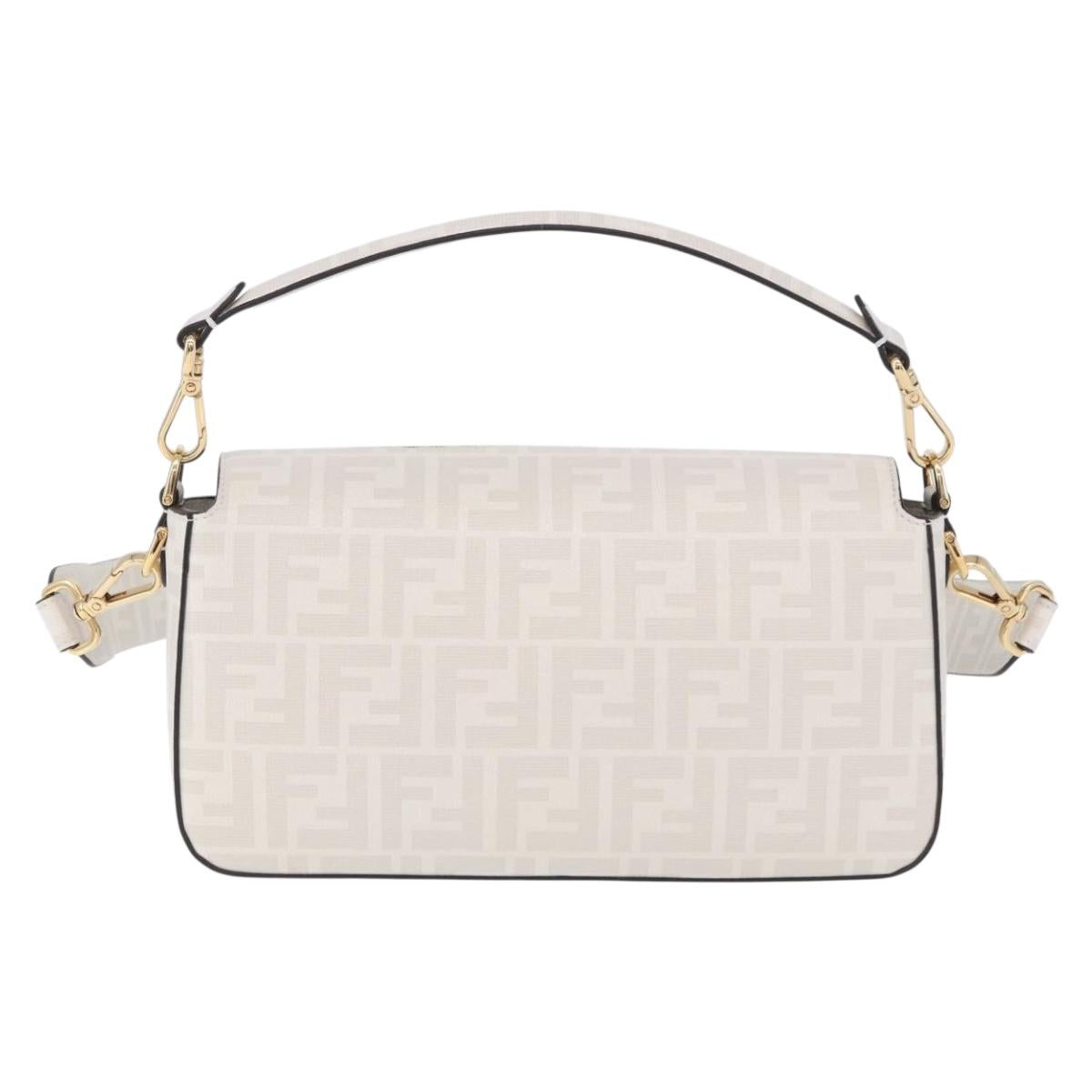 FENDI Zucca Canvas Mamma Baguette Bag PVC 2way Antonio Lopez White Auth 204325M