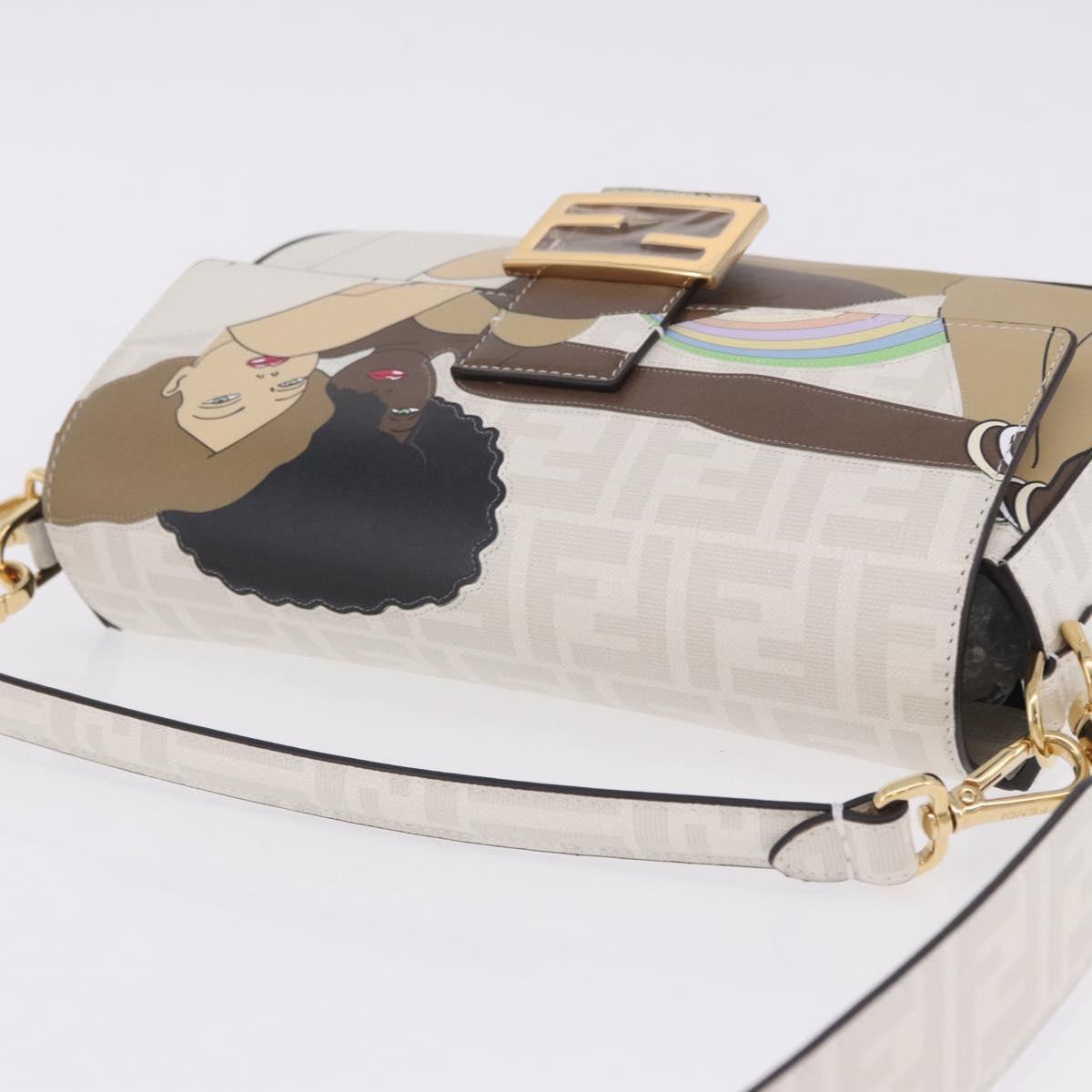 FENDI Zucca Canvas Mamma Baguette Bag PVC 2way Antonio Lopez White Auth 204325M