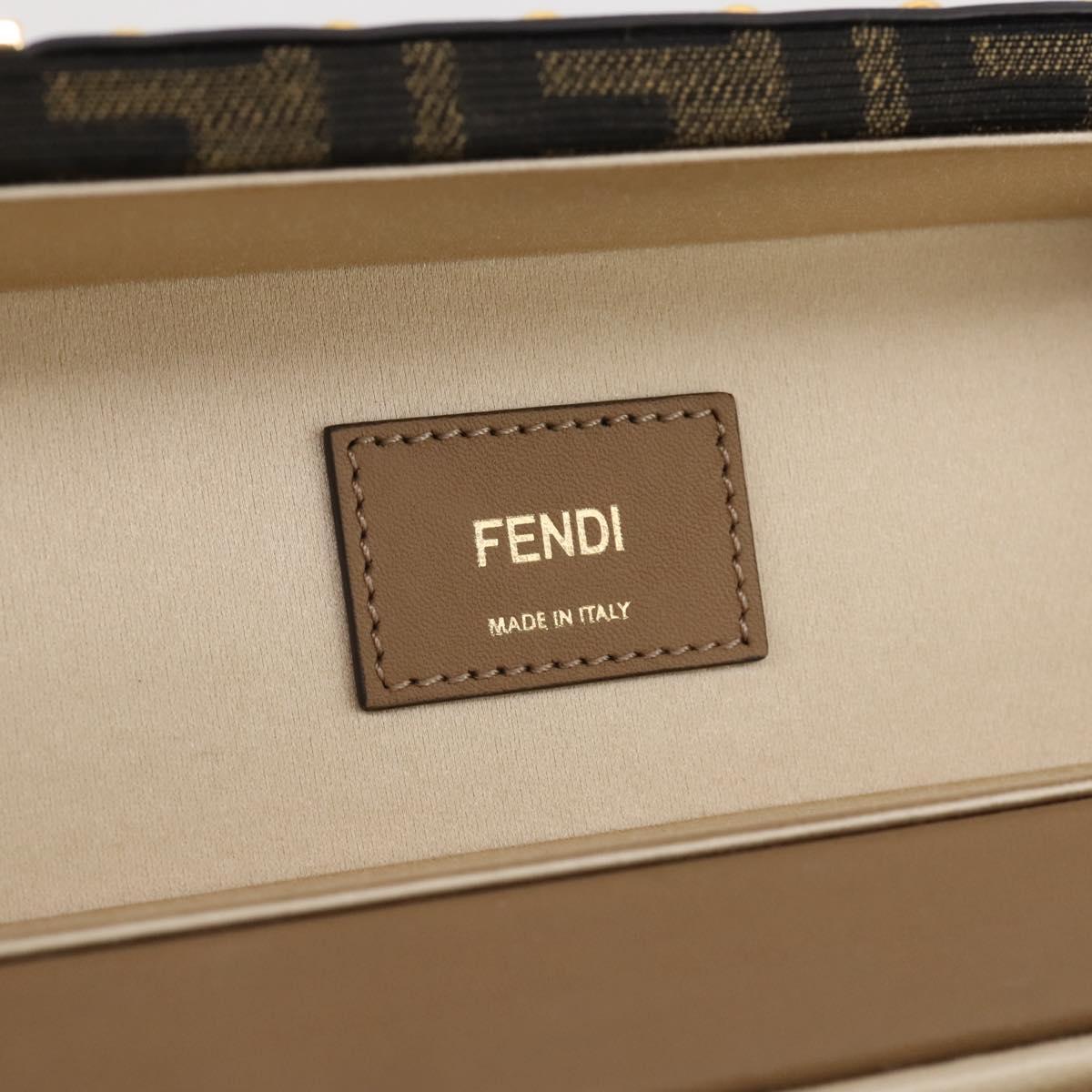 FENDI Zucca Canvas Vanity Trunk Hand Bag Leather Black Brown Auth 204326SAM