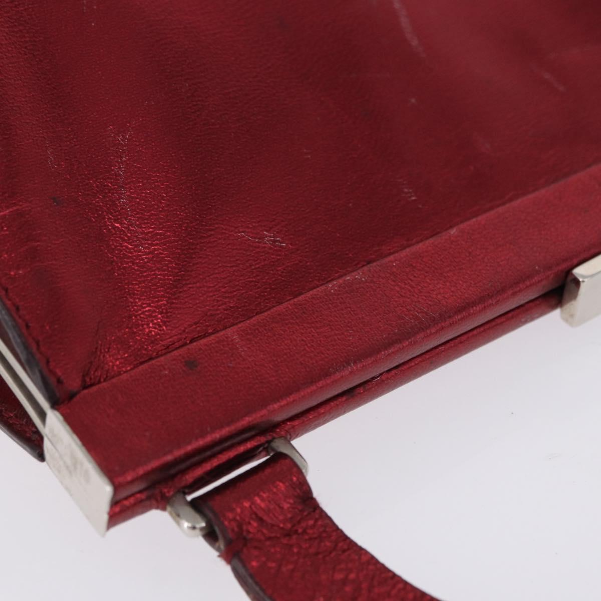 Miu Miu Hand Bag Leather Red Silver Auth 204327