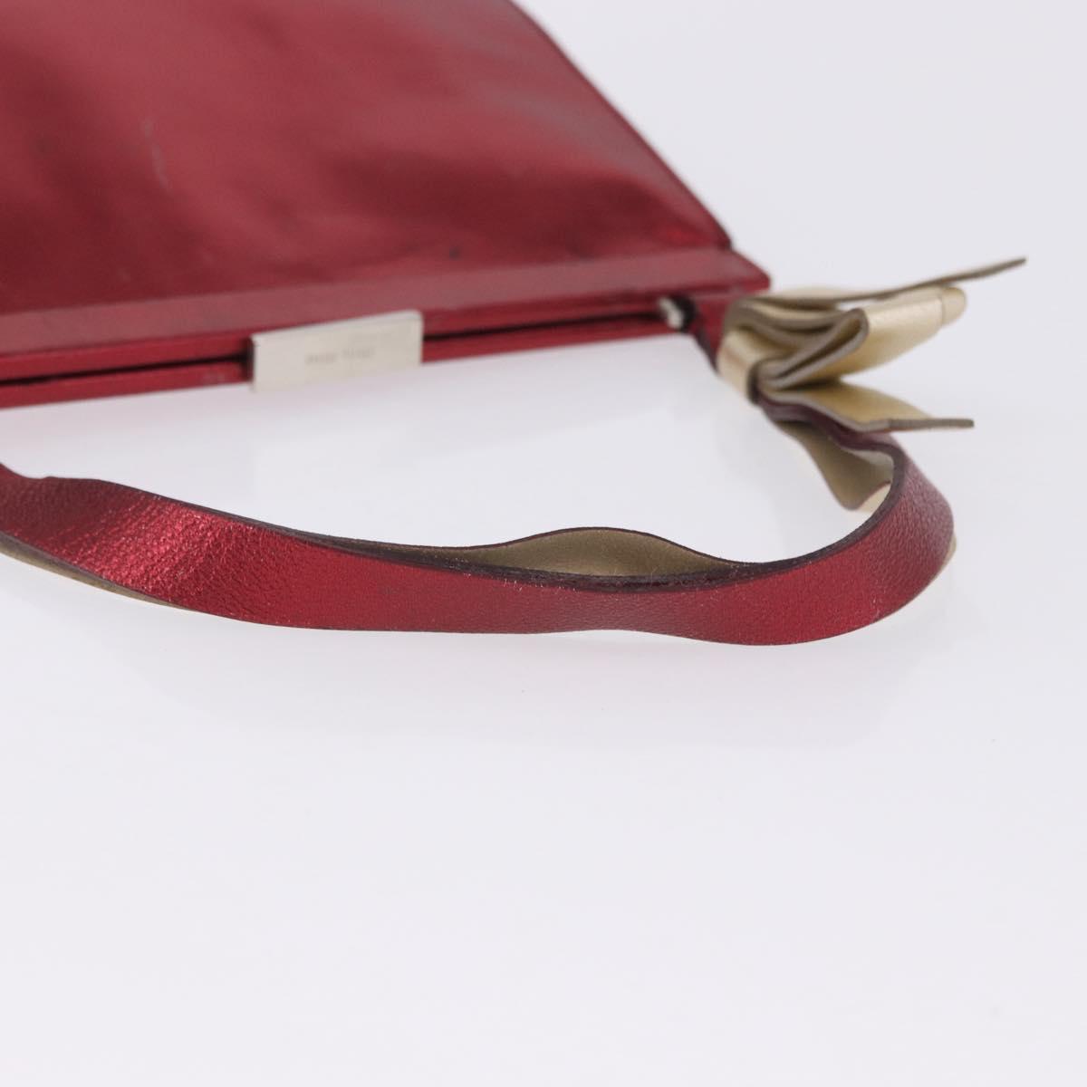 Miu Miu Hand Bag Leather Red Silver Auth 204327
