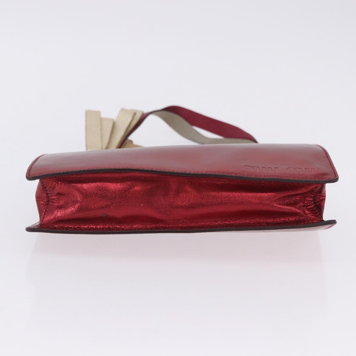 Miu Miu Hand Bag Leather Red Silver Auth 204327
