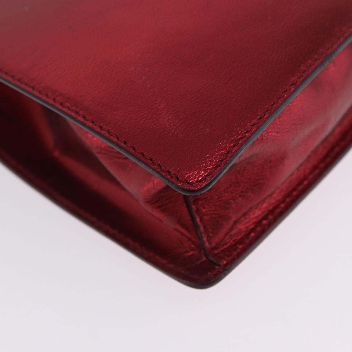 Miu Miu Hand Bag Leather Red Silver Auth 204327