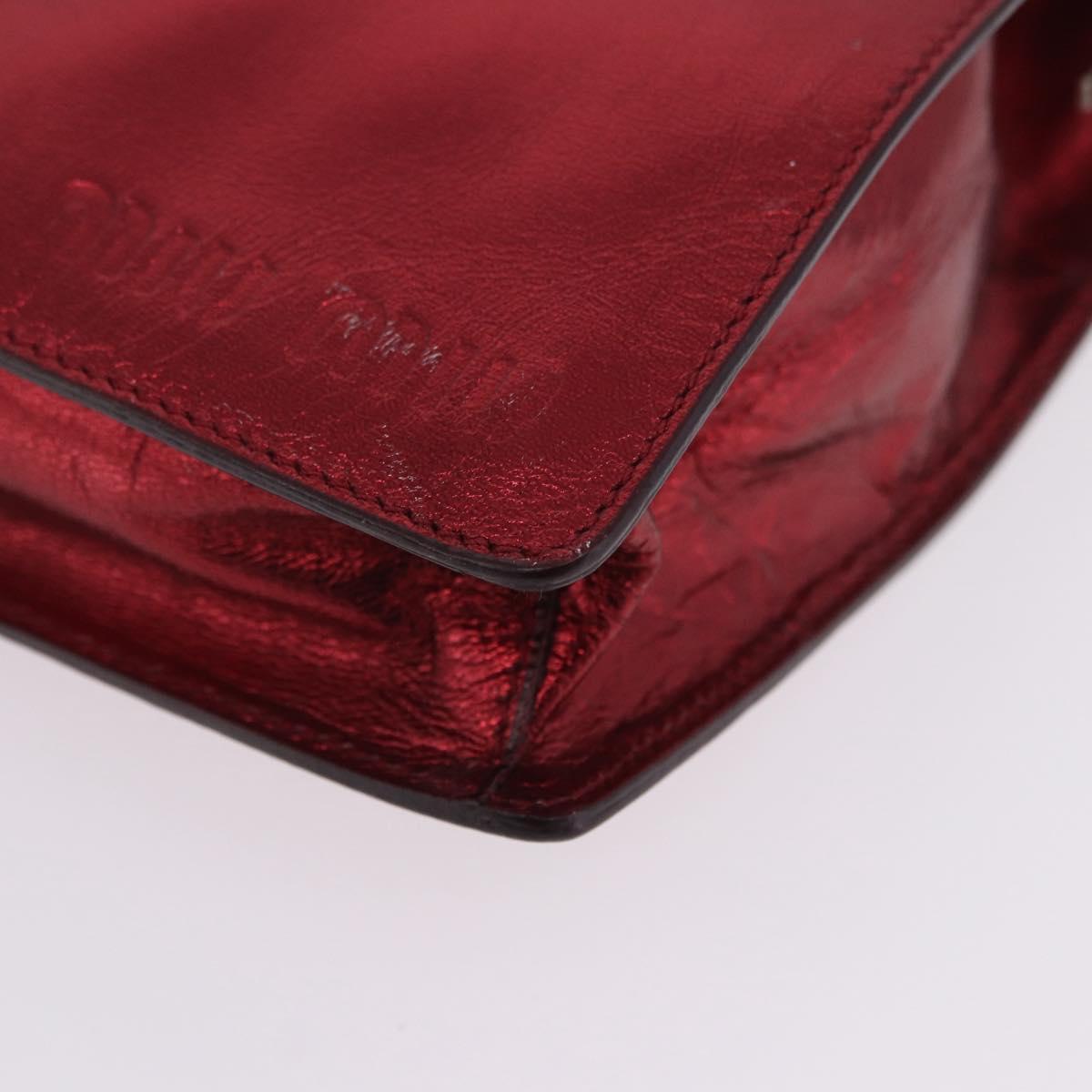 Miu Miu Hand Bag Leather Red Silver Auth 204327
