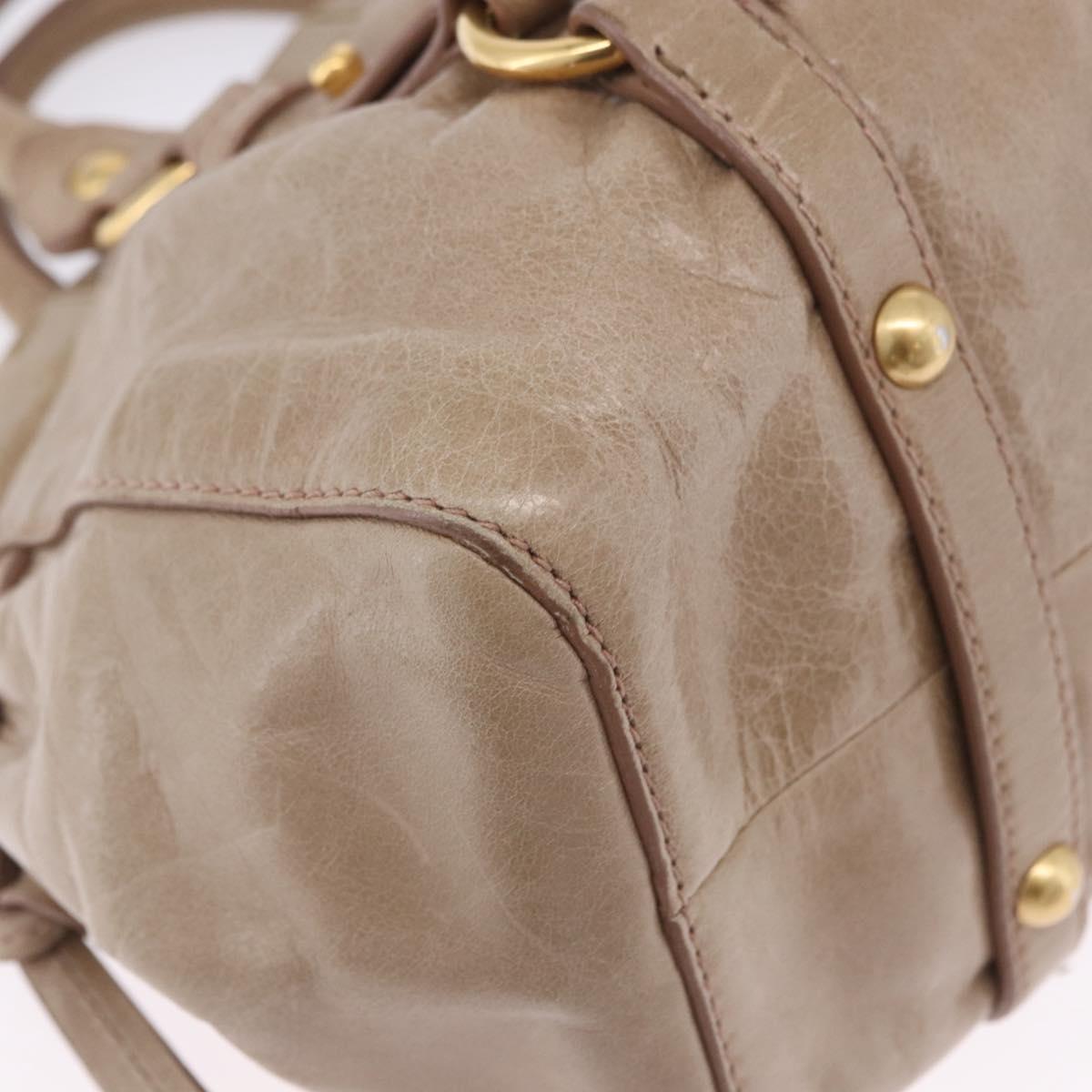 Miu Miu Hand Bag Vitellolux 2way Beige Gold Auth 204328V