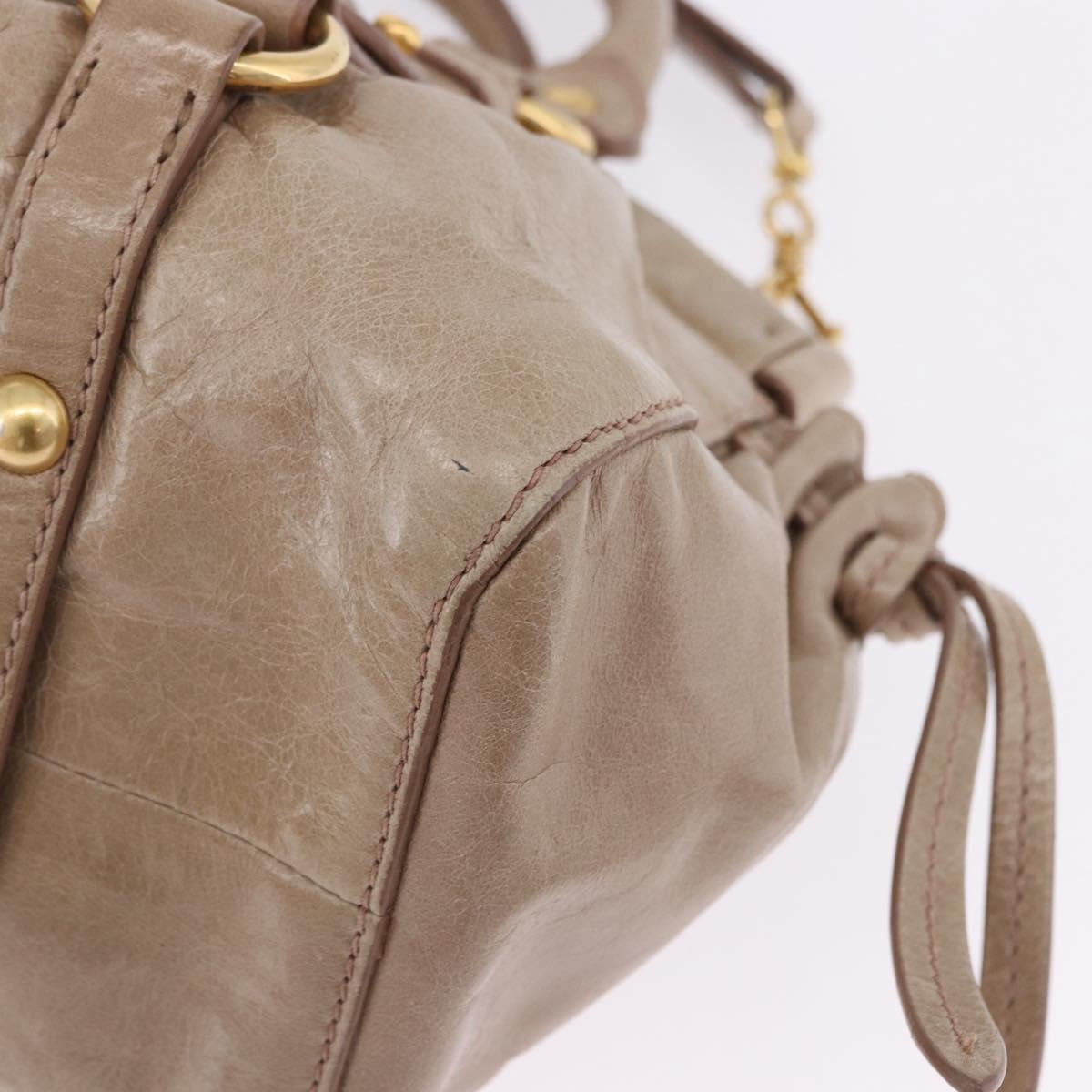 Miu Miu Hand Bag Vitellolux 2way Beige Gold Auth 204328V