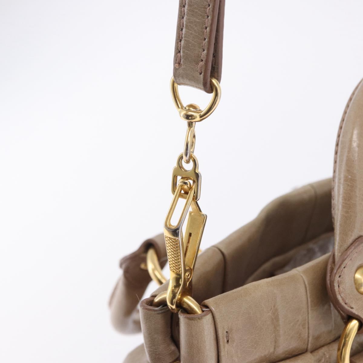 Miu Miu Hand Bag Vitellolux 2way Beige Gold Auth 204328V