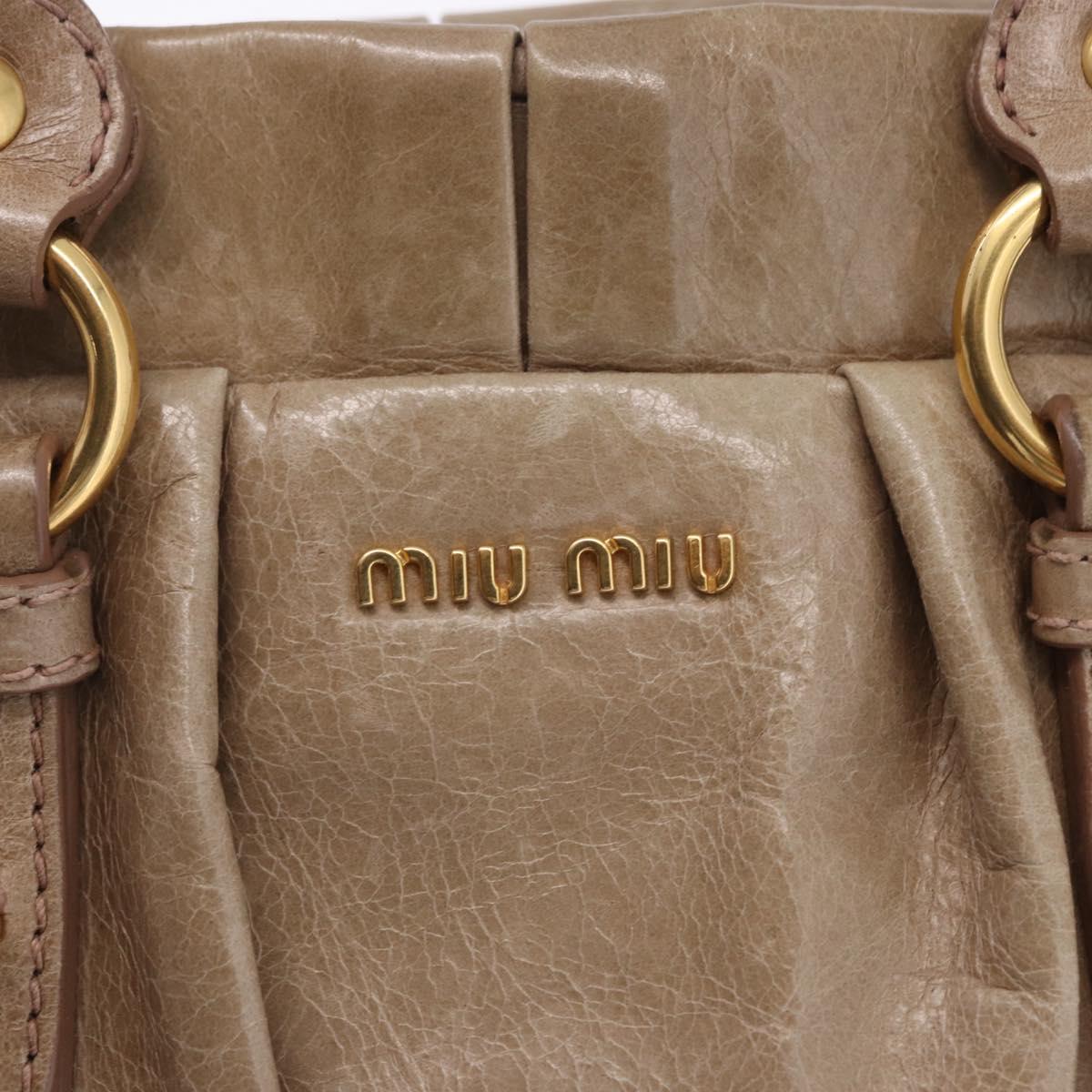 Miu Miu Hand Bag Vitellolux 2way Beige Gold Auth 204328V