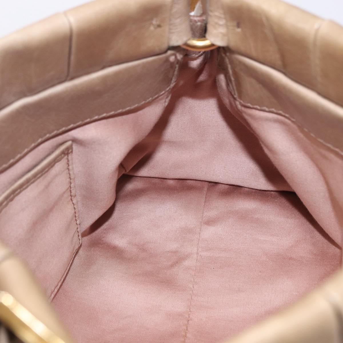 Miu Miu Hand Bag Vitellolux 2way Beige Gold Auth 204328V