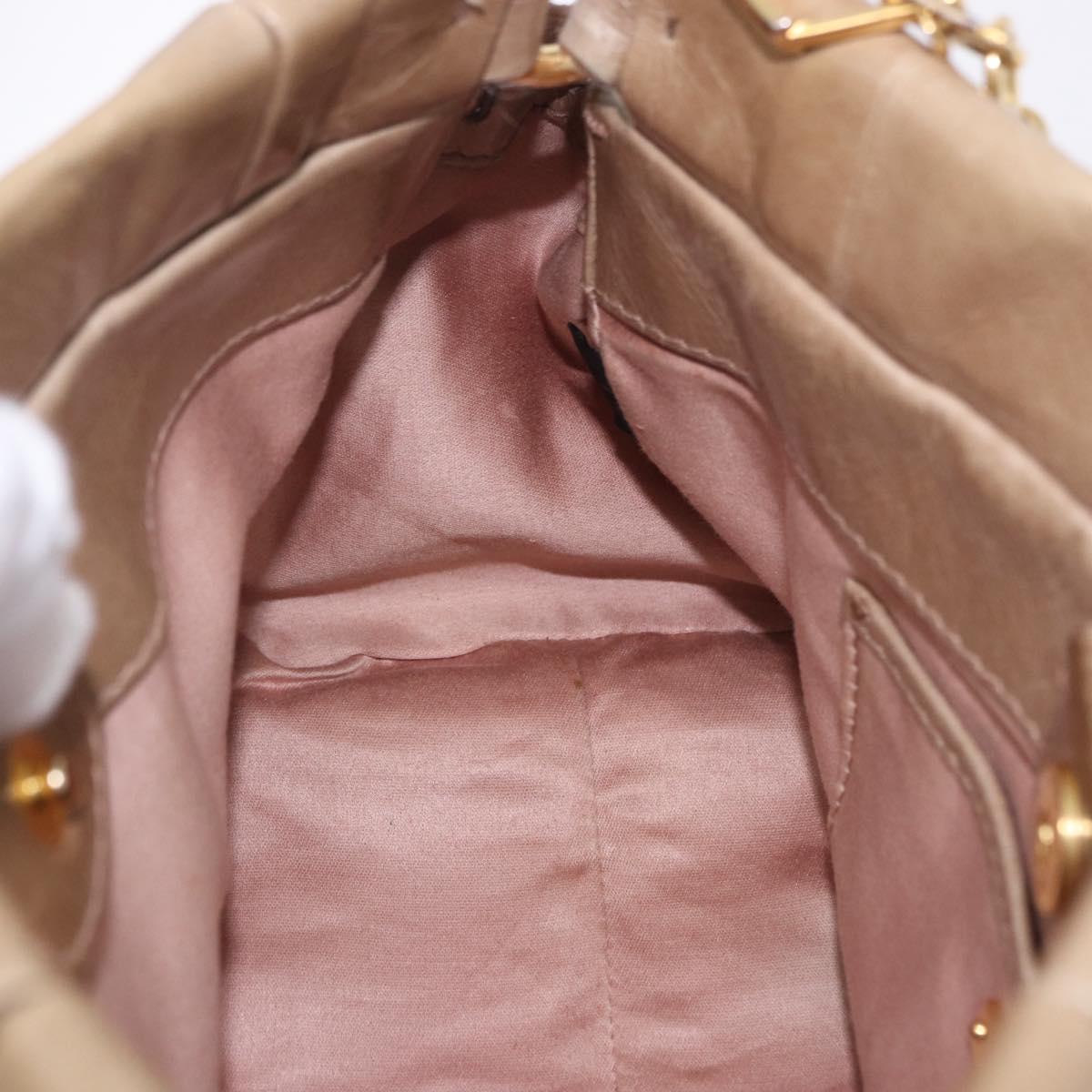 Miu Miu Hand Bag Vitellolux 2way Beige Gold Auth 204328V