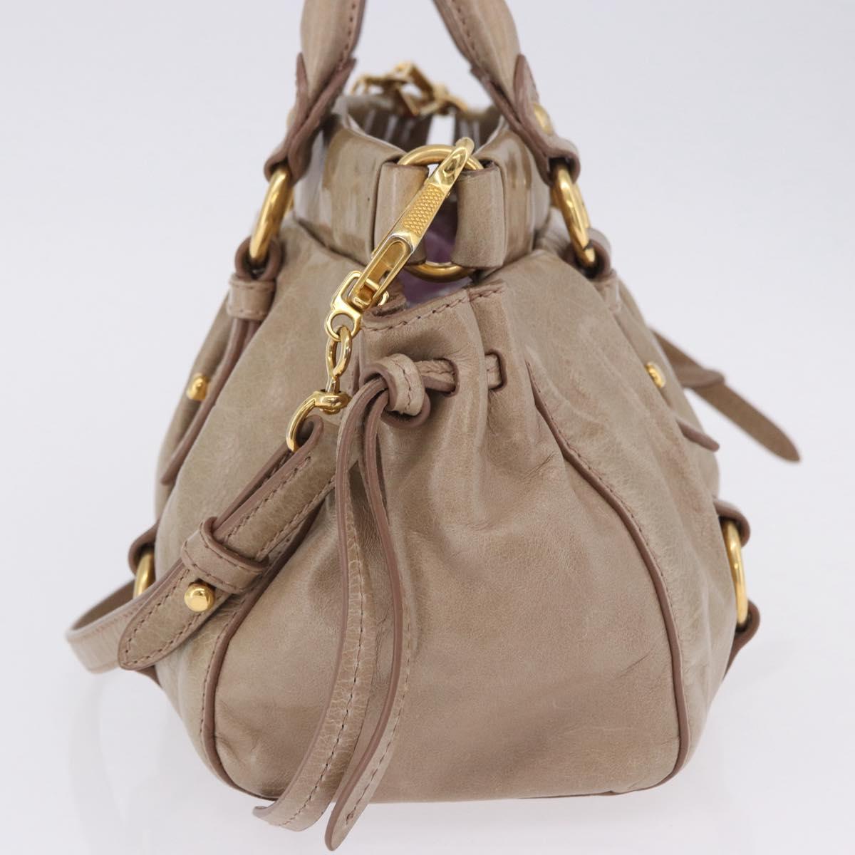 Miu Miu Hand Bag Vitellolux 2way Beige Gold Auth 204328V