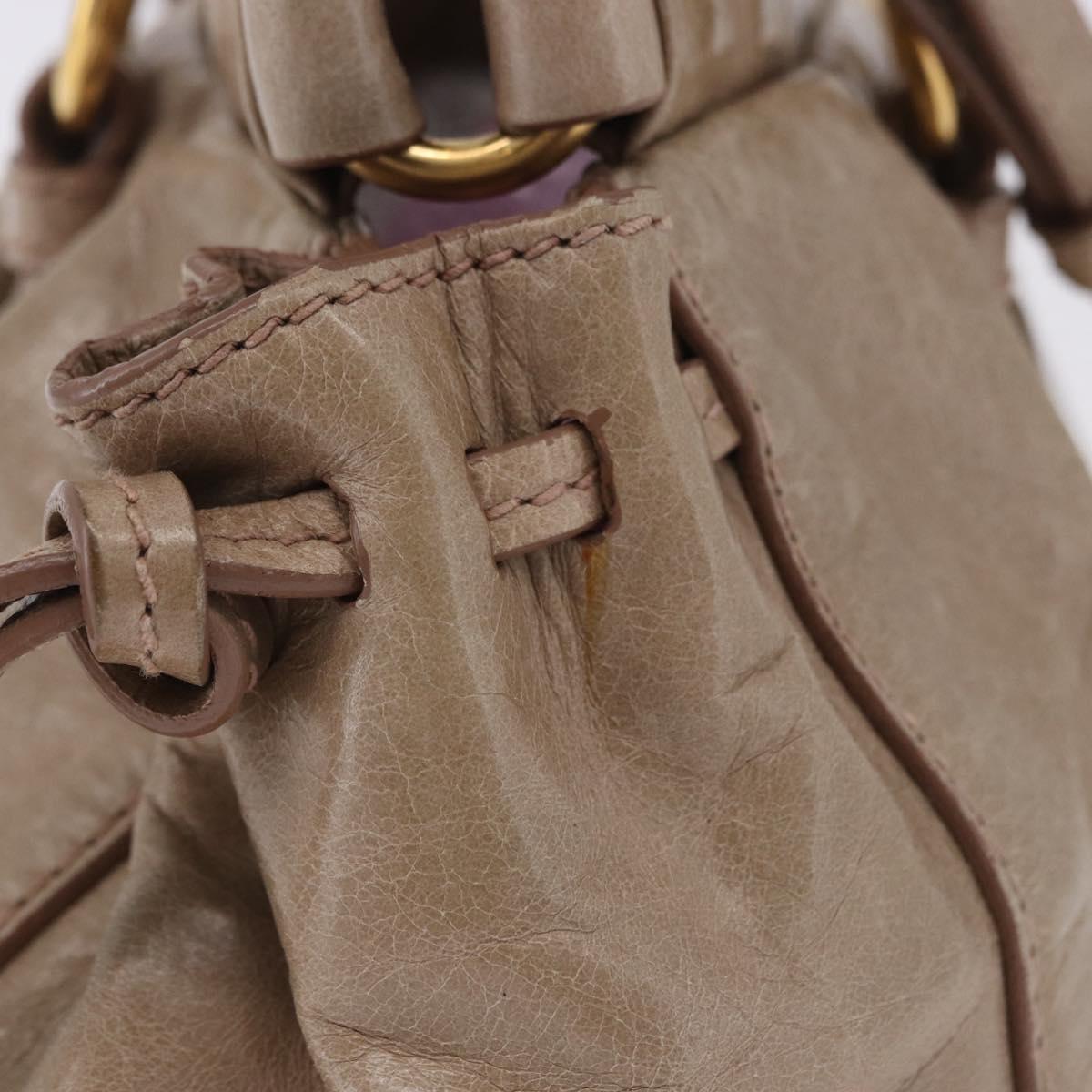 Miu Miu Hand Bag Vitellolux 2way Beige Gold Auth 204328V