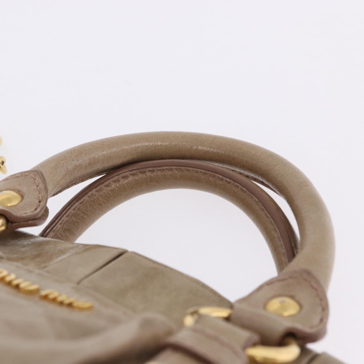 Miu Miu Hand Bag Vitellolux 2way Beige Gold Auth 204328V