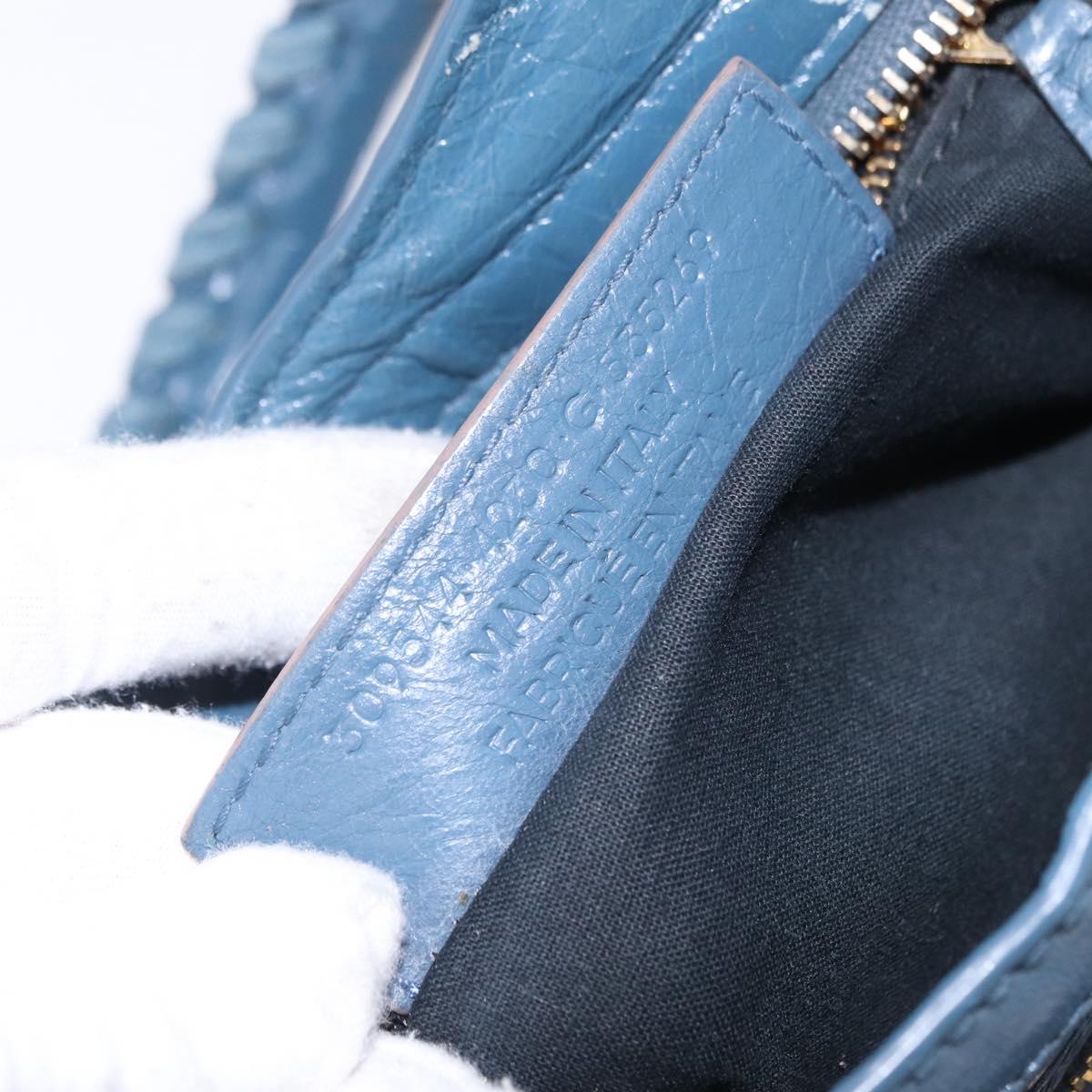BALENCIAGA Giant Mini cCty Hand Bag Leather 2way Blue Gold 309544 Auth 204329M