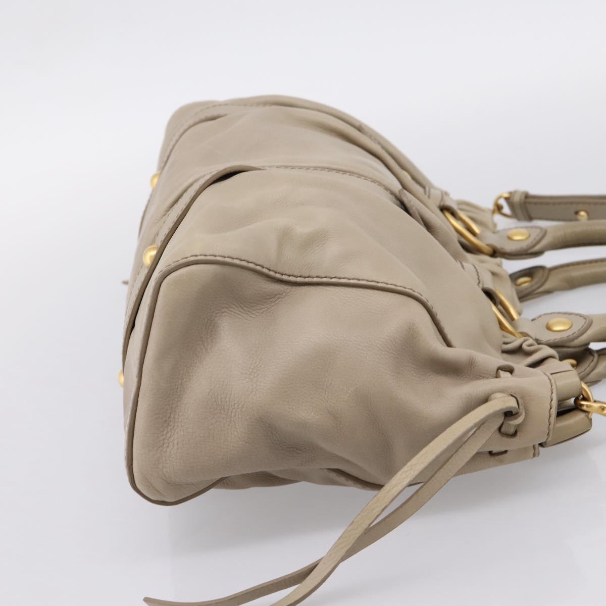 Miu Miu Hand Bag Leather 2way Beige Gold Auth 204331V