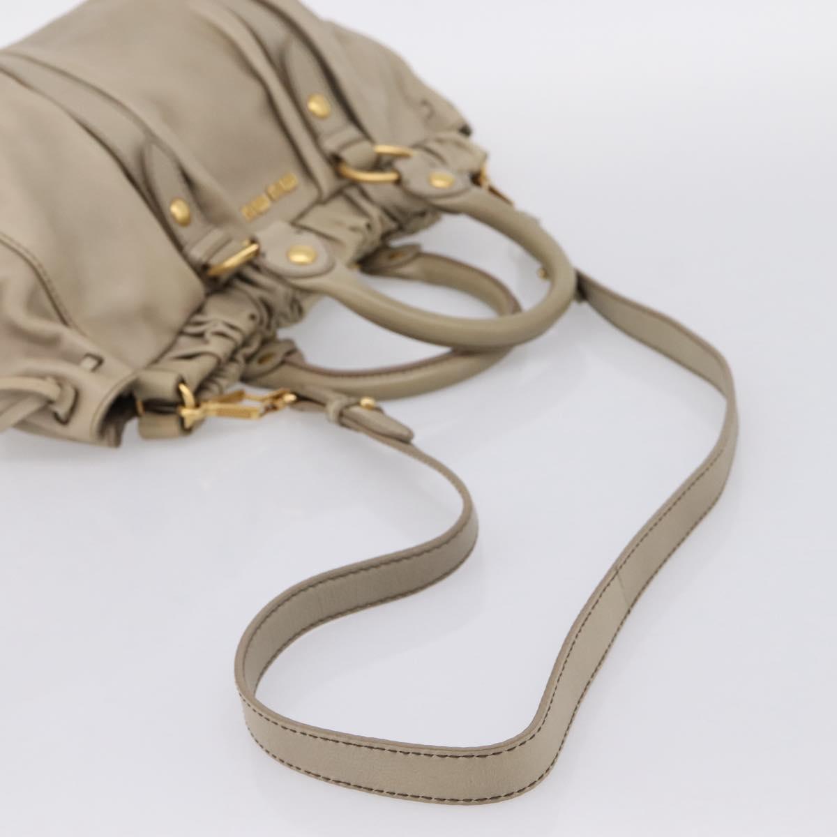 Miu Miu Hand Bag Leather 2way Beige Gold Auth 204331V