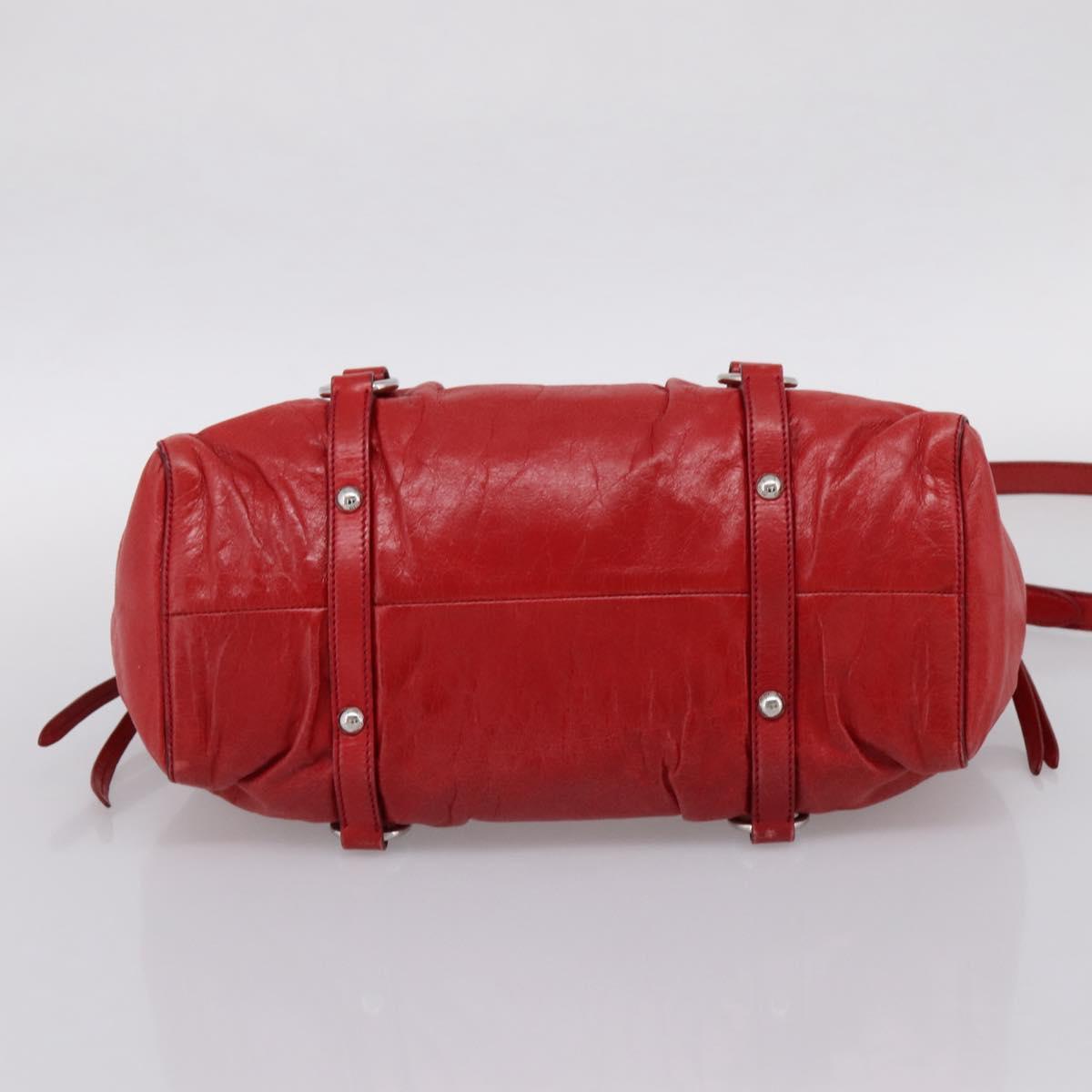 Miu Miu Hand Bag Vitellolux 2way Red Gold Auth 204332V