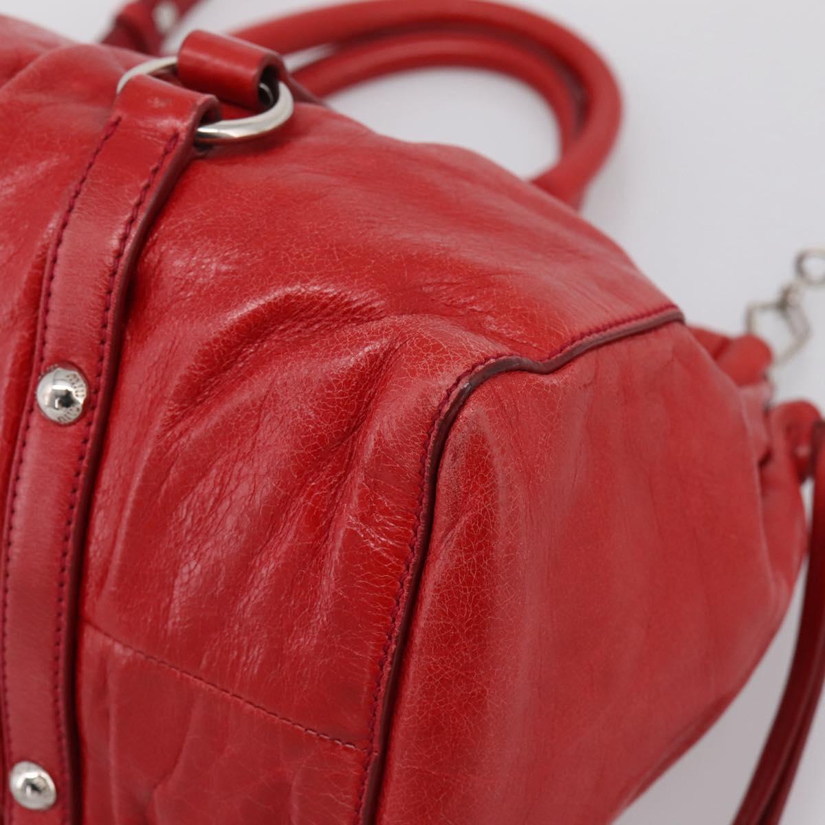 Miu Miu Hand Bag Vitellolux 2way Red Gold Auth 204332V