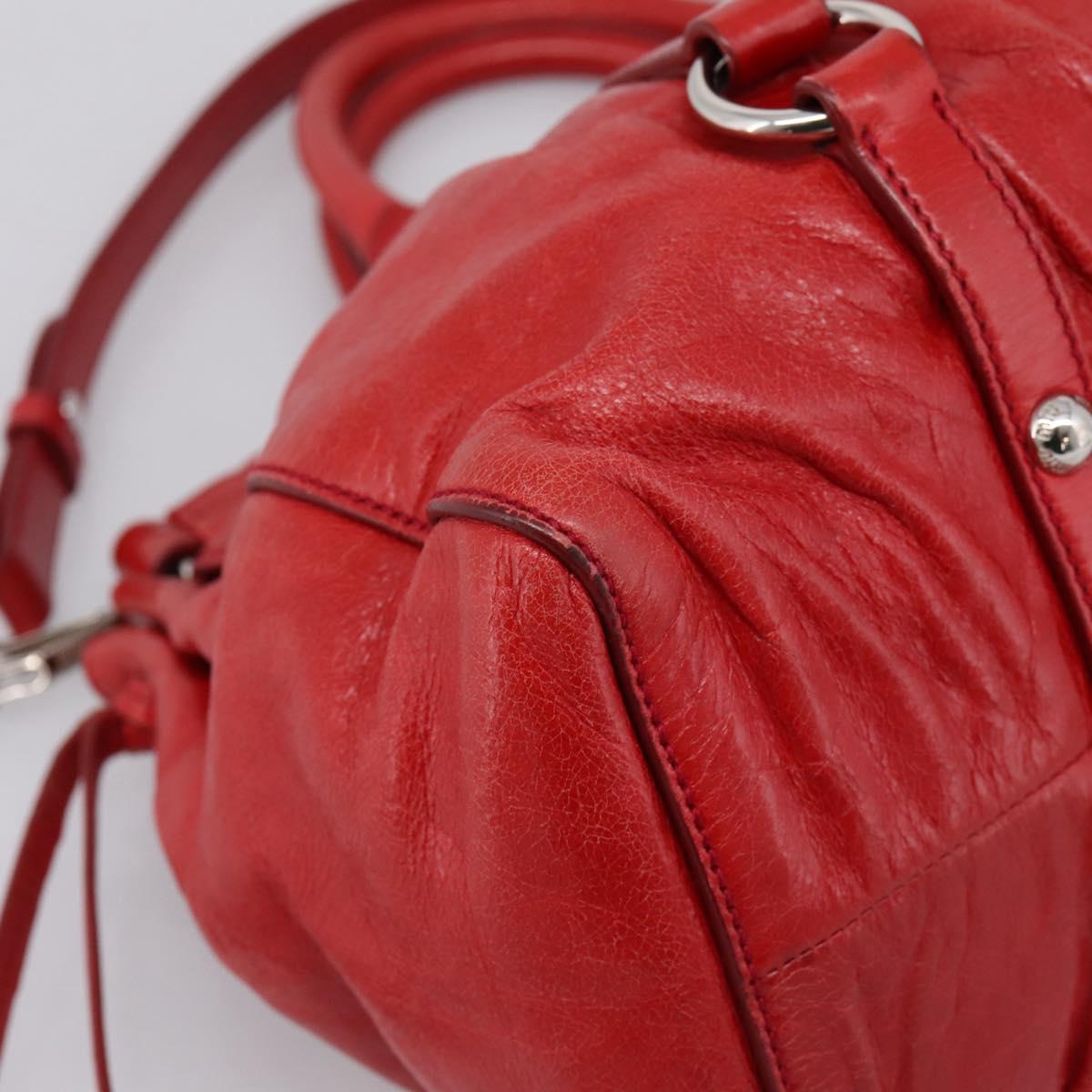 Miu Miu Hand Bag Vitellolux 2way Red Gold Auth 204332V