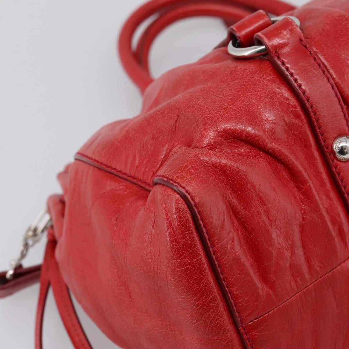 Miu Miu Hand Bag Vitellolux 2way Red Gold Auth 204332V