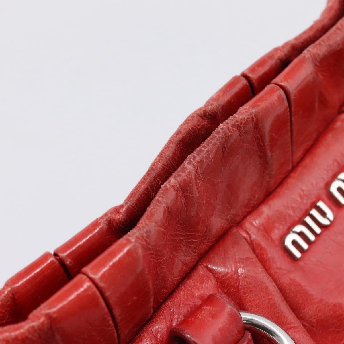 Miu Miu Hand Bag Vitellolux 2way Red Gold Auth 204332V