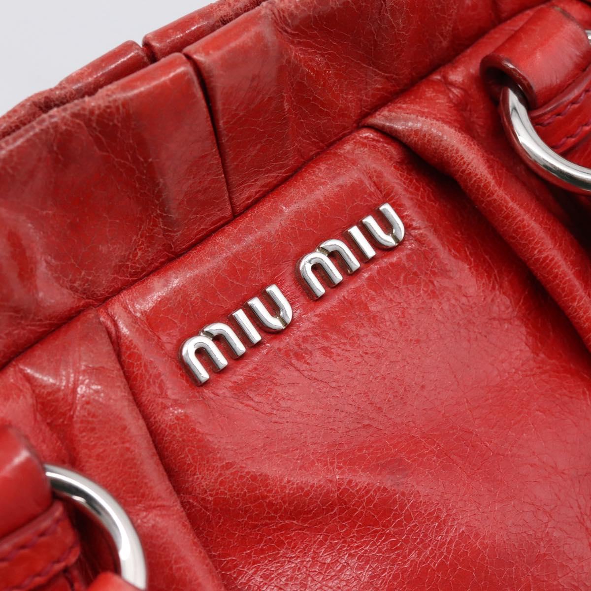 Miu Miu Hand Bag Vitellolux 2way Red Gold Auth 204332V