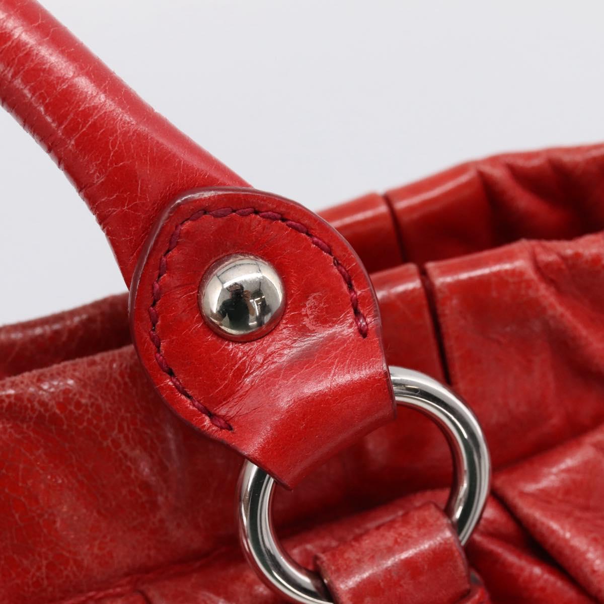 Miu Miu Hand Bag Vitellolux 2way Red Gold Auth 204332V