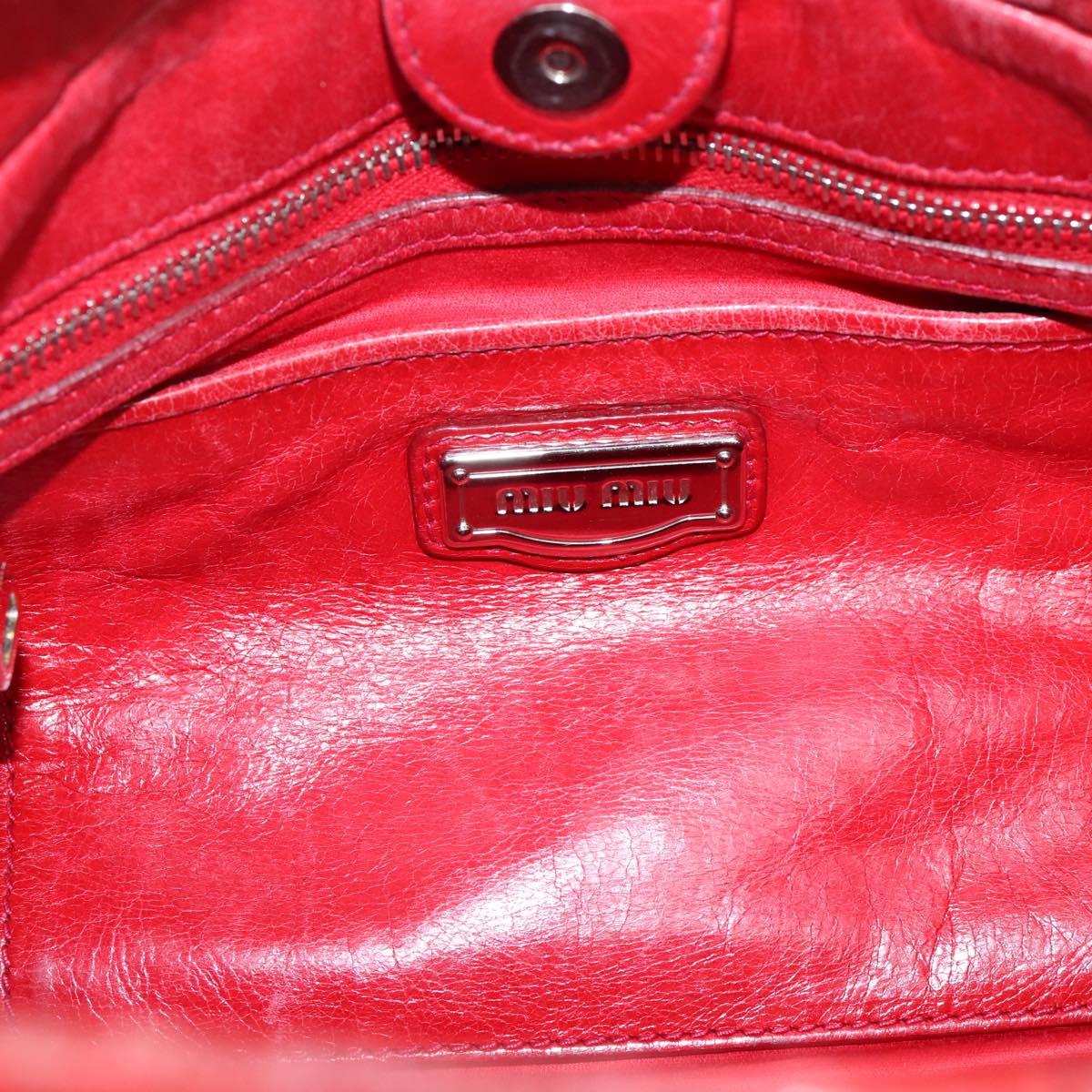 Miu Miu Hand Bag Vitellolux 2way Red Gold Auth 204332V