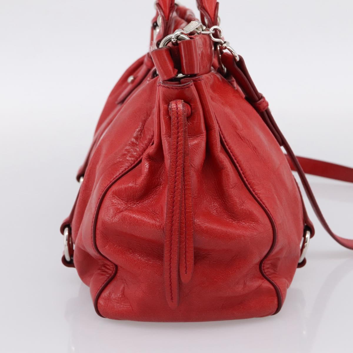 Miu Miu Hand Bag Vitellolux 2way Red Gold Auth 204332V