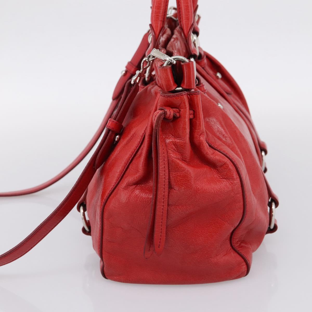 Miu Miu Hand Bag Vitellolux 2way Red Gold Auth 204332V
