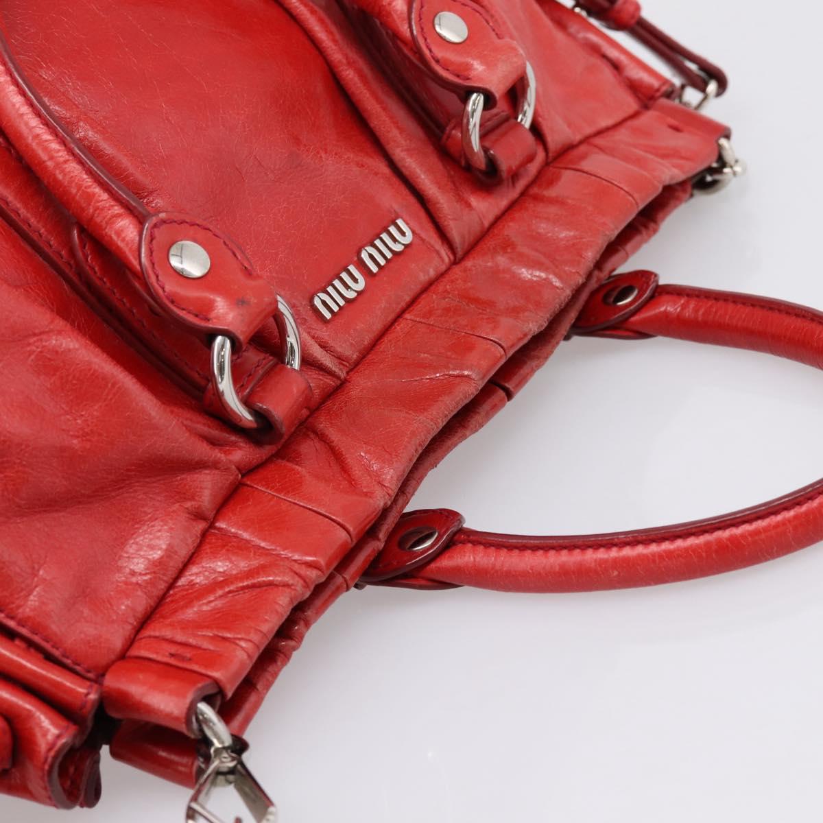 Miu Miu Hand Bag Vitellolux 2way Red Gold Auth 204332V