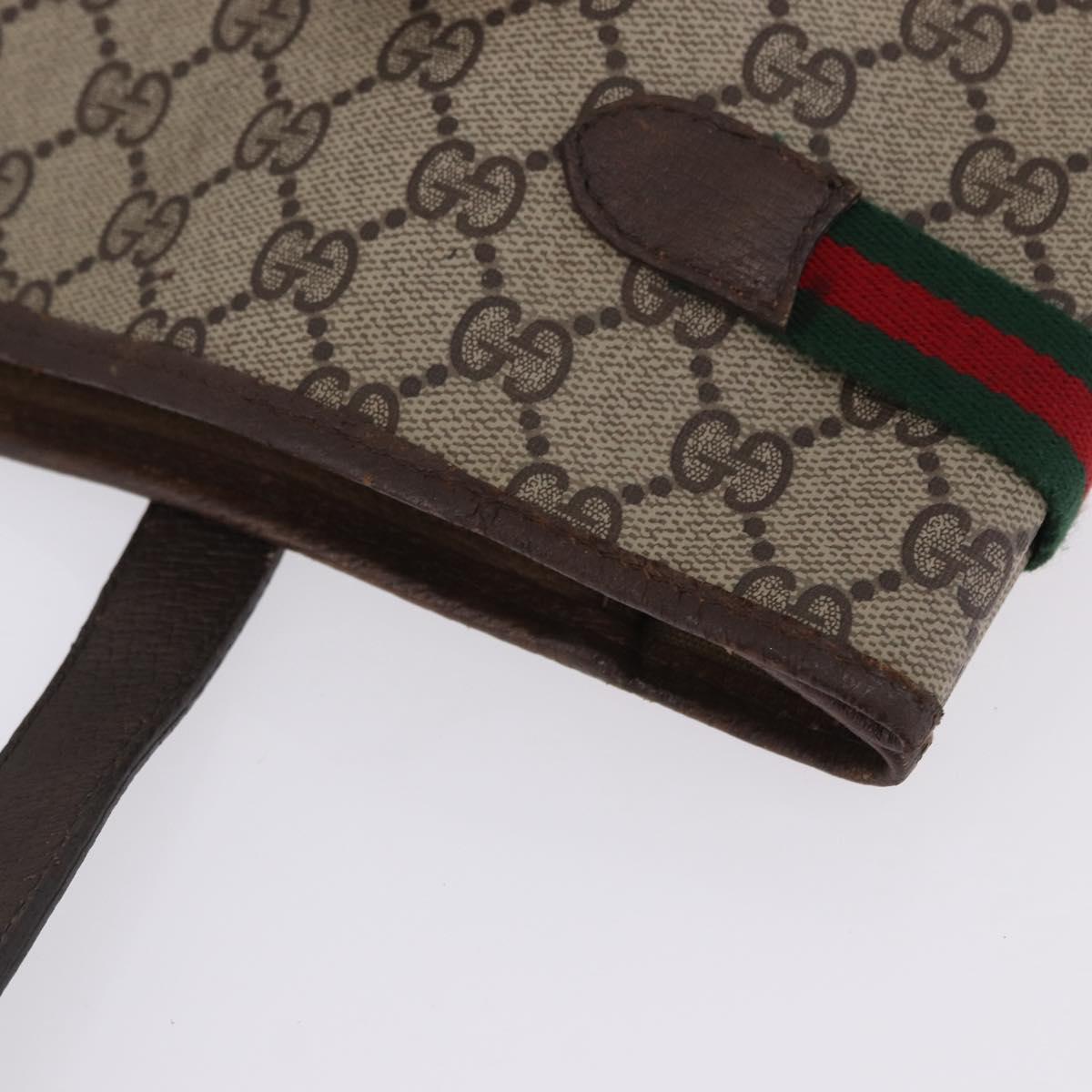 GUCCI GG Supreme Web Sherry Line Tote Bag PVC Beige Gold 39 02 091 Auth 204333