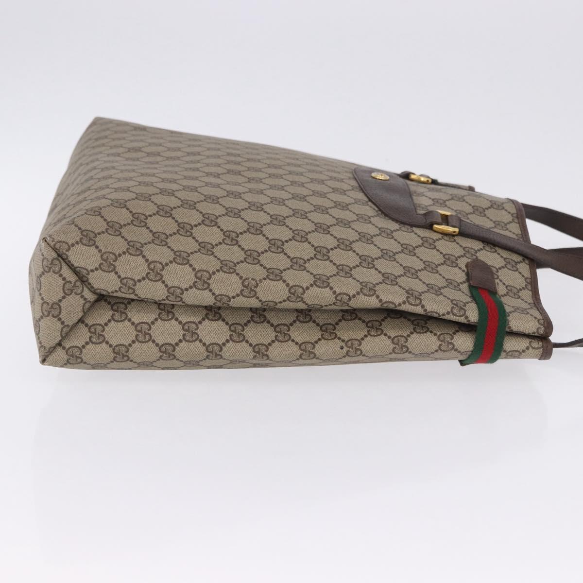 GUCCI GG Supreme Web Sherry Line Tote Bag PVC Beige Gold 39 02 091 Auth 204333