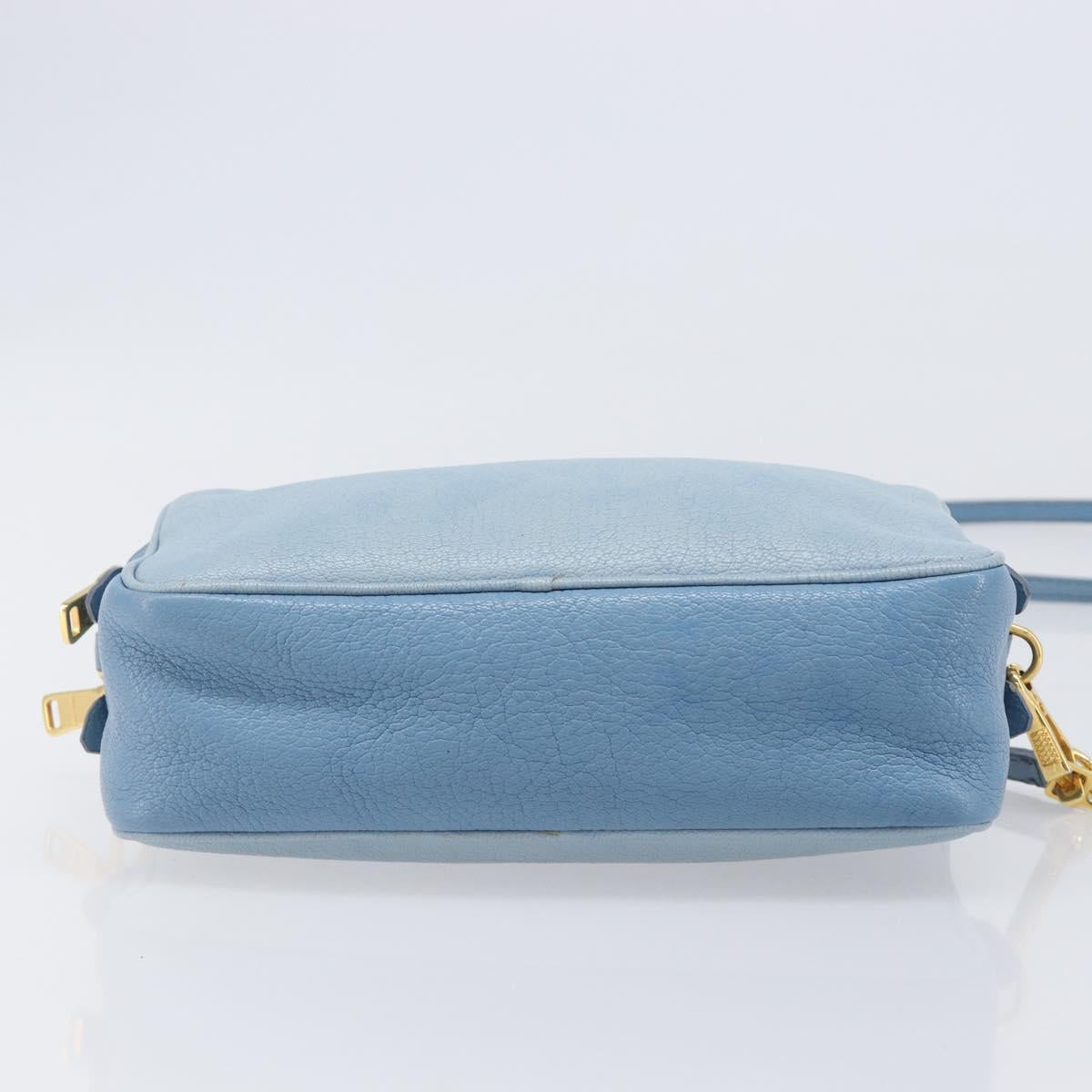 Miu Miu Shoulder Bag Leather Gold Light Blue Auth 204334A