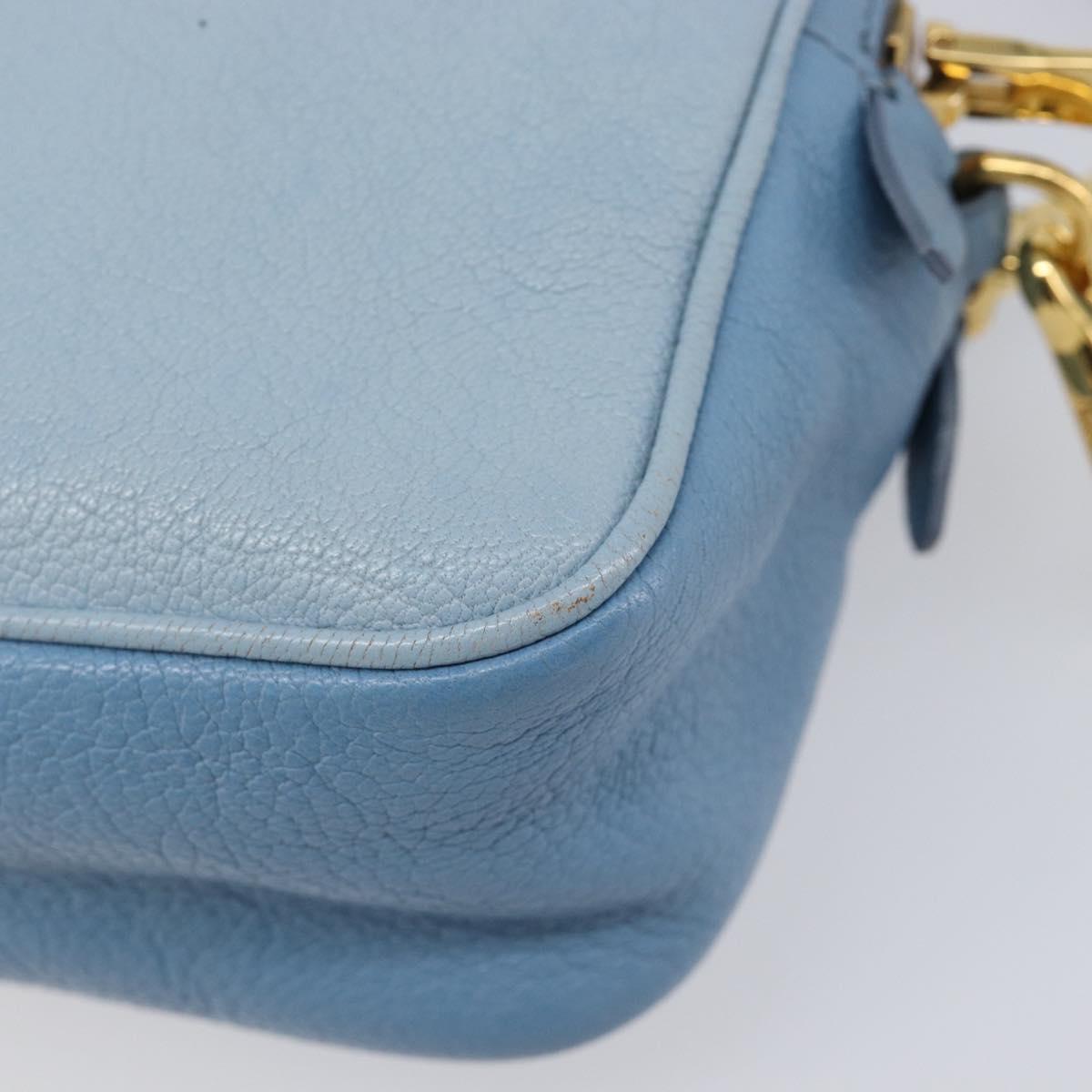 Miu Miu Shoulder Bag Leather Gold Light Blue Auth 204334A