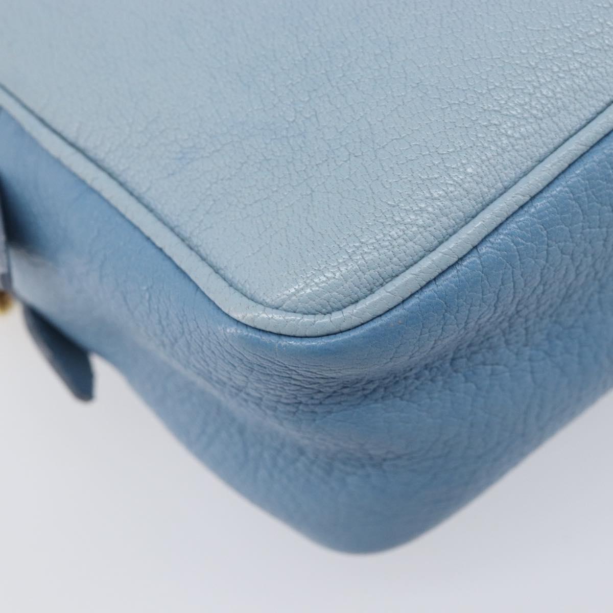 Miu Miu Shoulder Bag Leather Gold Light Blue Auth 204334A