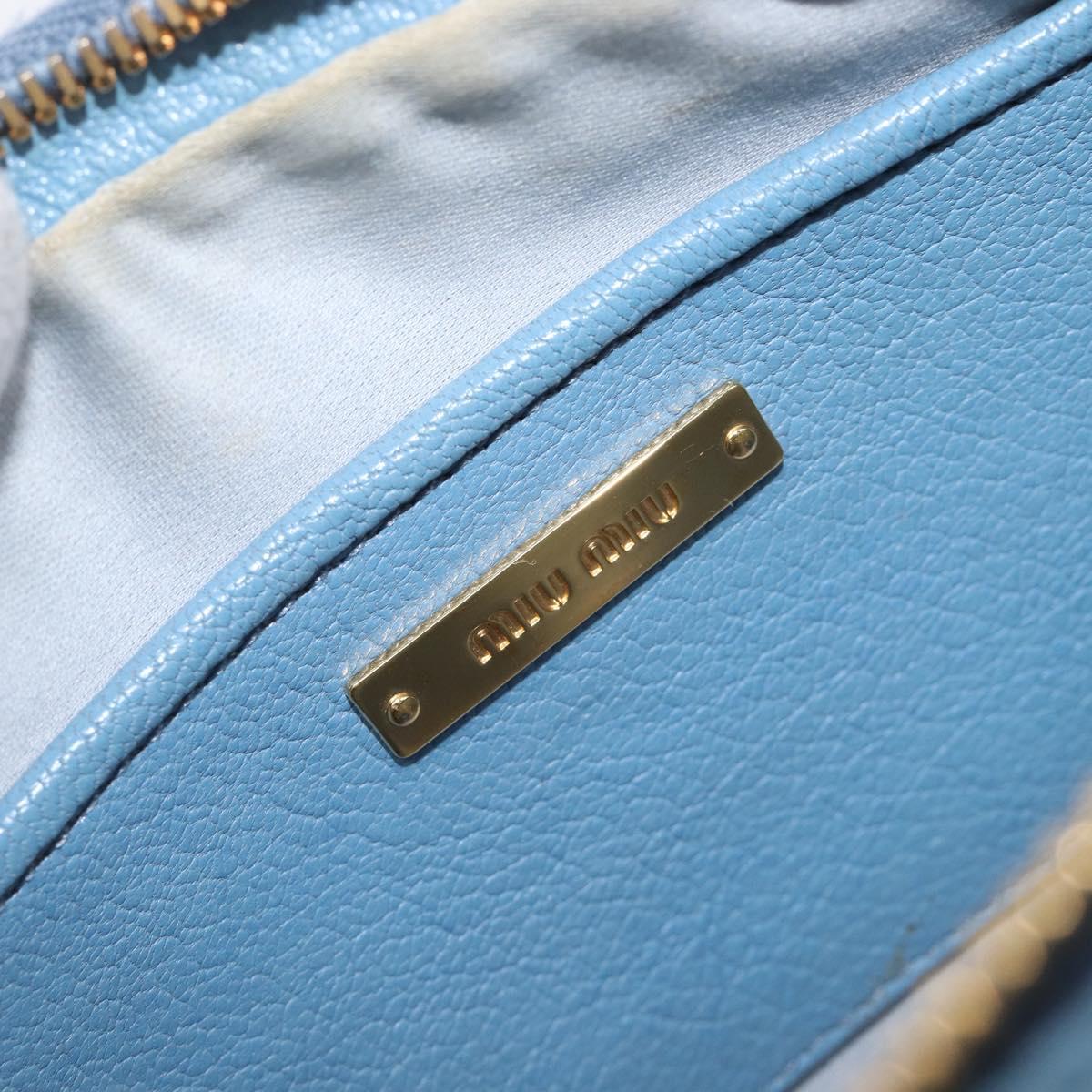 Miu Miu Shoulder Bag Leather Gold Light Blue Auth 204334A
