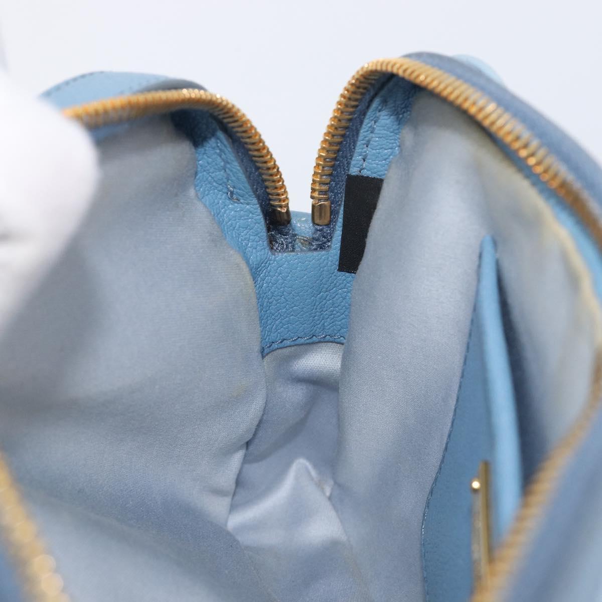Miu Miu Shoulder Bag Leather Gold Light Blue Auth 204334A