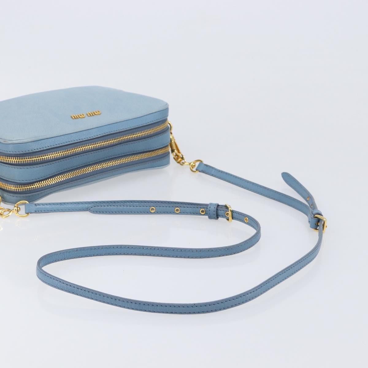 Miu Miu Shoulder Bag Leather Gold Light Blue Auth 204334A