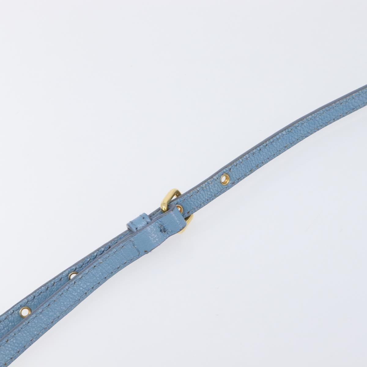 Miu Miu Shoulder Bag Leather Gold Light Blue Auth 204334A